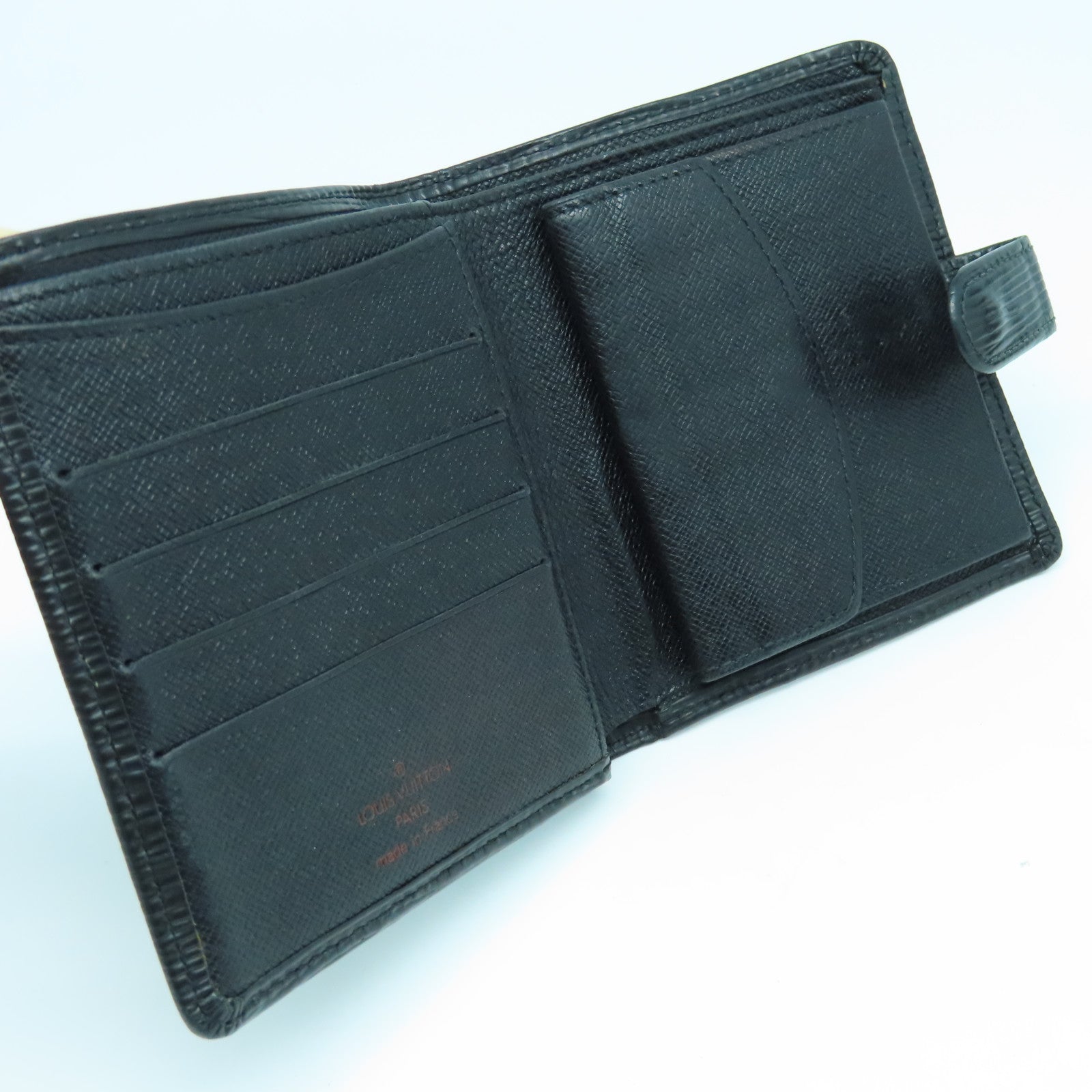 LOUIS VUITTON Epi Fold Wallet金扣钱包黑色