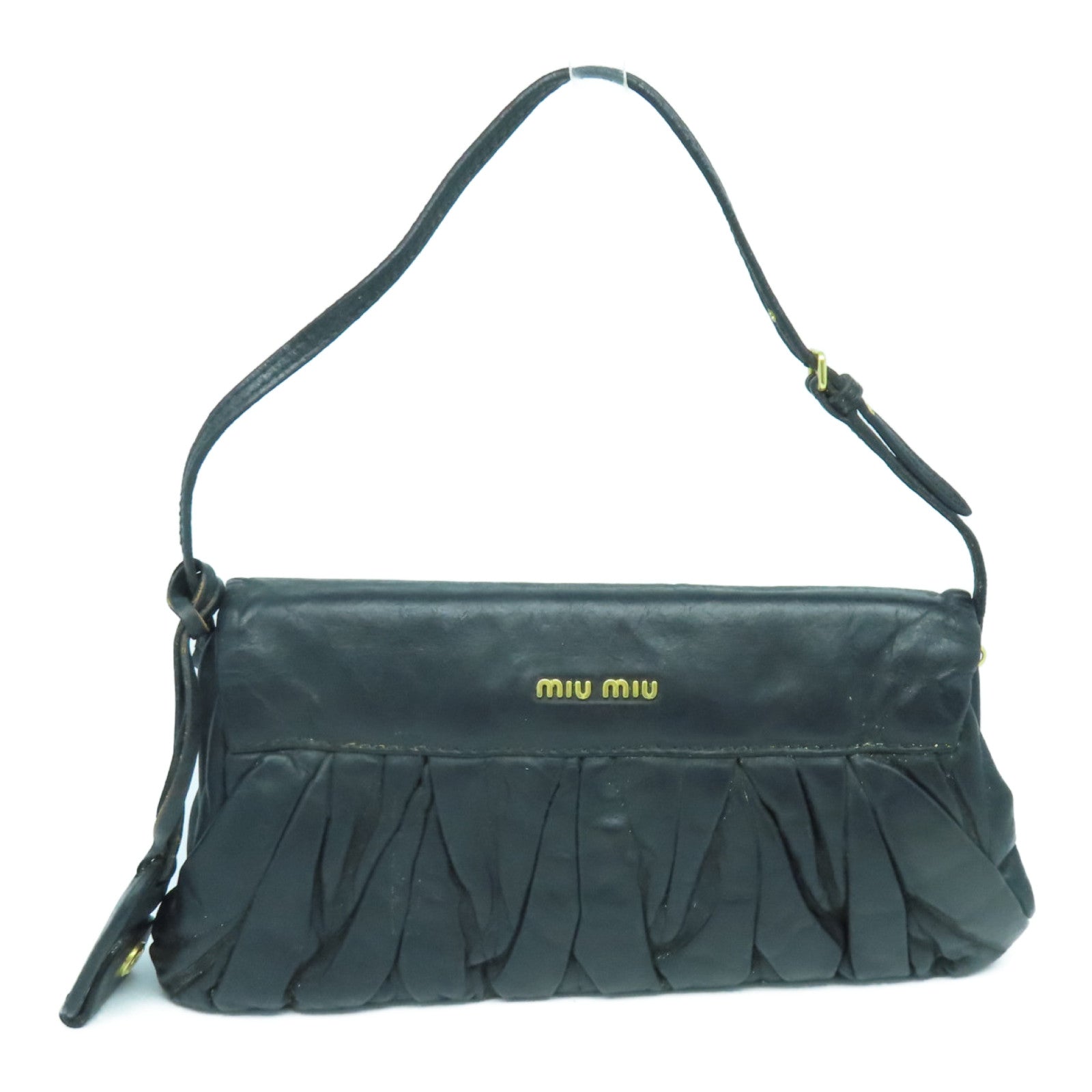 Miu Miu 皮革Shoulder Bag金扣肩背袋肩背袋黑色