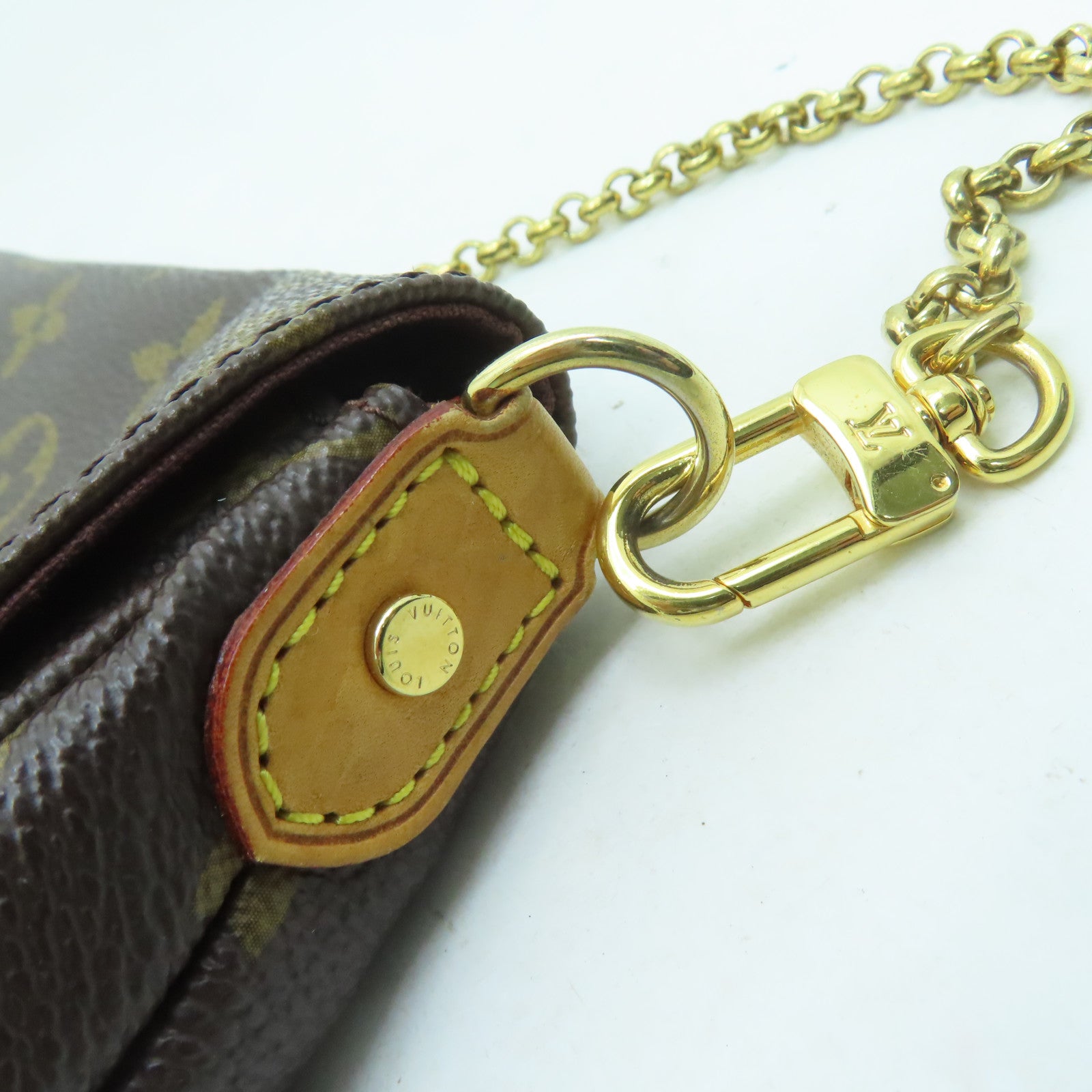 LOUIS VUITTON Monogram Favorite MM金扣鏈帶肩背袋啡色