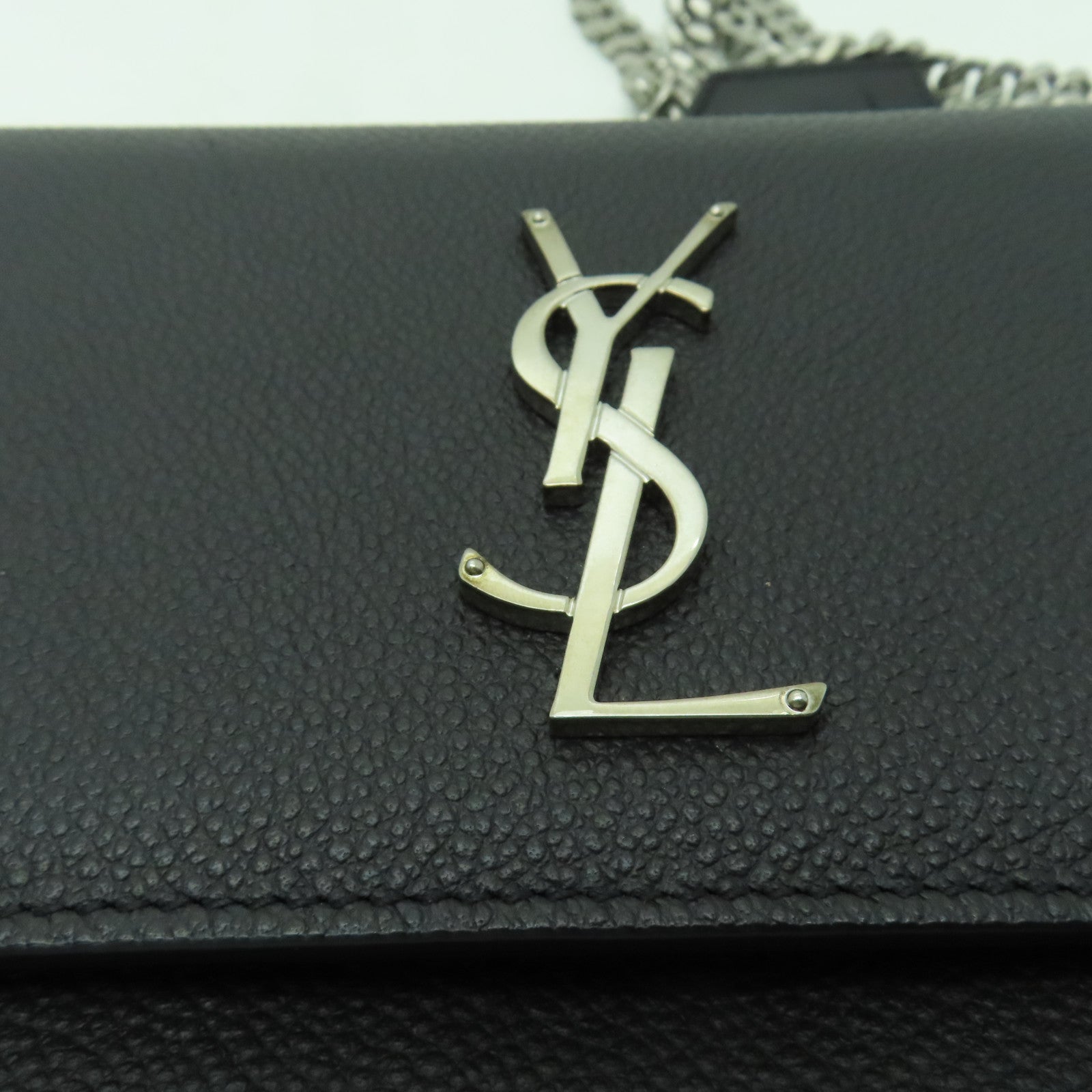 SAINT LAURENT 牛皮皮革Sunset銀扣鏈帶肩背袋黑色