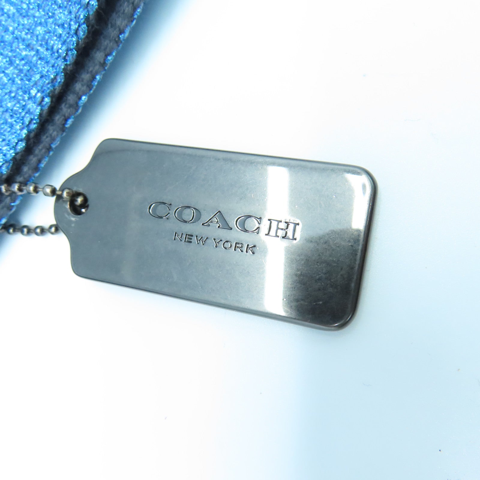 COACH cowhide leather Shoulder Bag silver buckle shoulder bag Symphony Blue