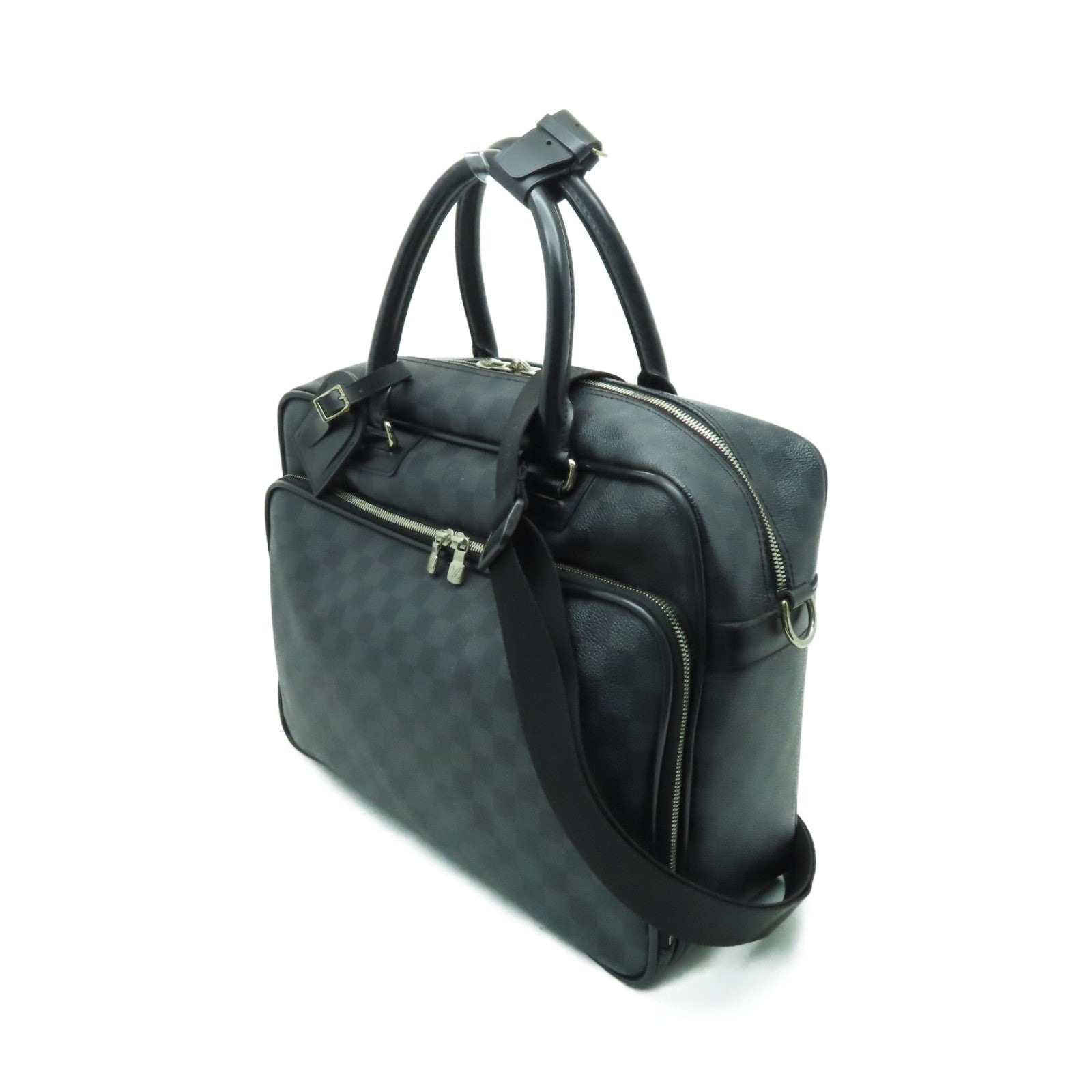 LOUIS VUITTON Damier Graphite Icare银扣公事包/手挽肩背两用袋黑色