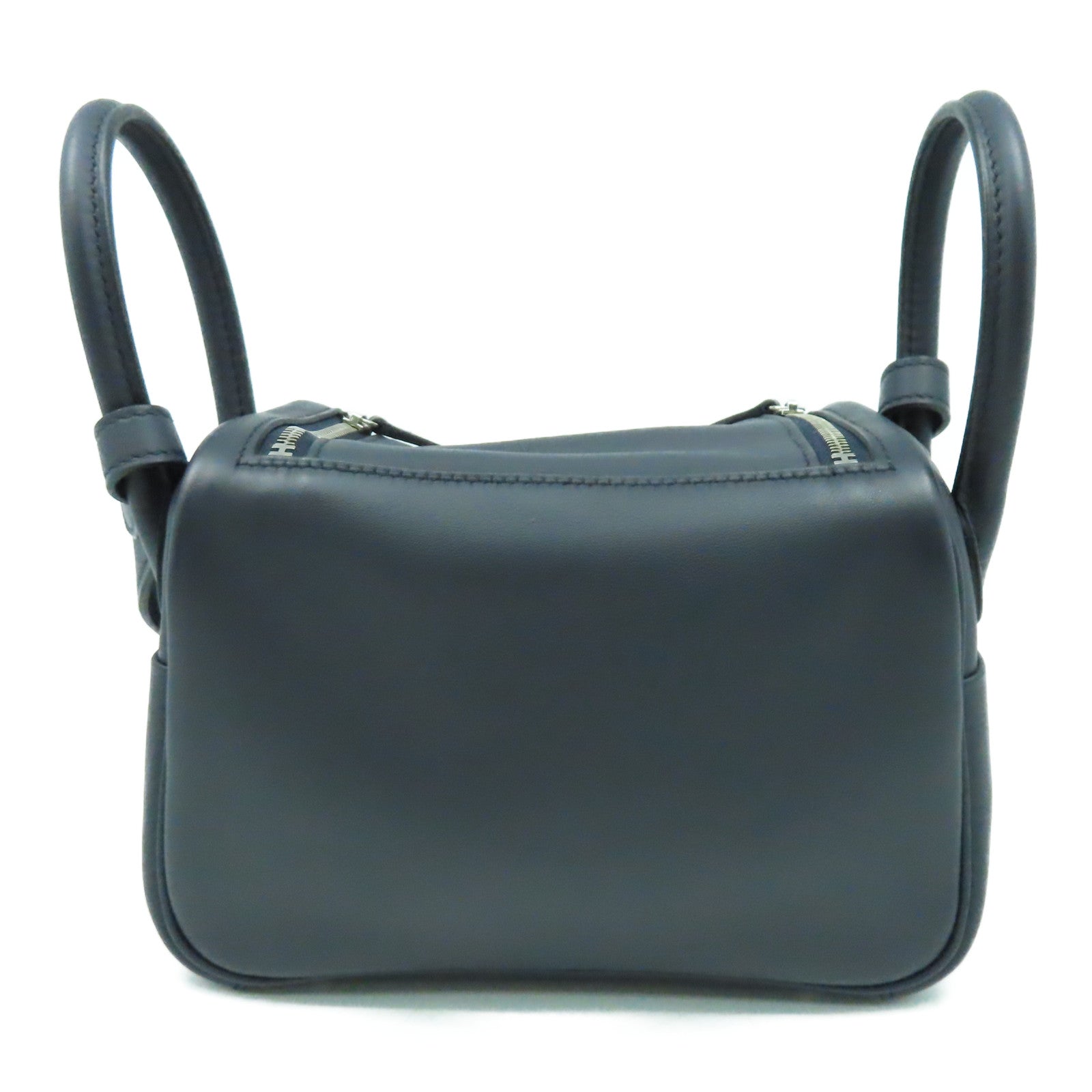 HERMES Swift皮革Mini Lindy銀扣肩背袋黑色