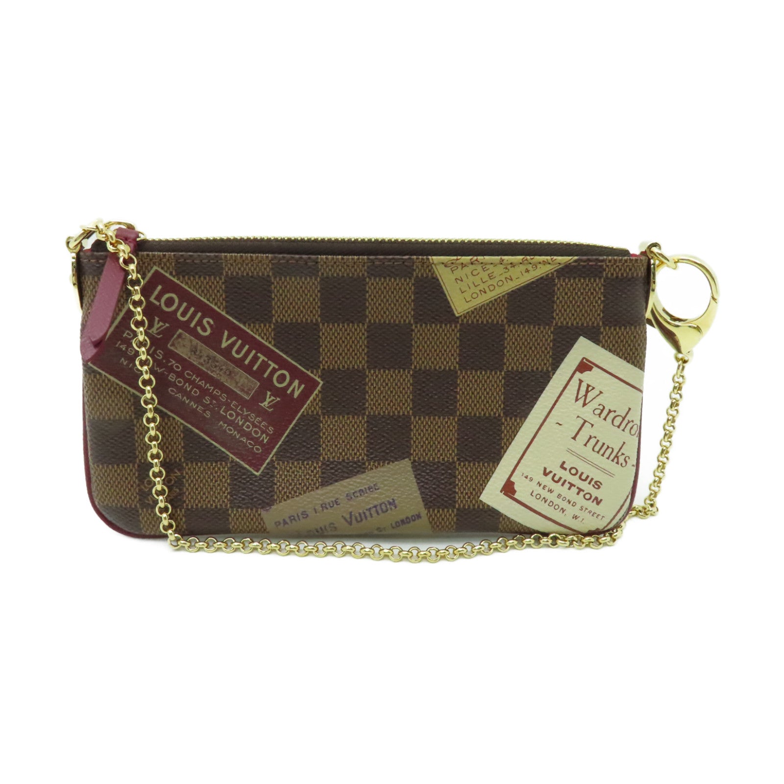 LOUIS VUITTON Damier Chain Pouch金扣鏈帶肩背袋啡色