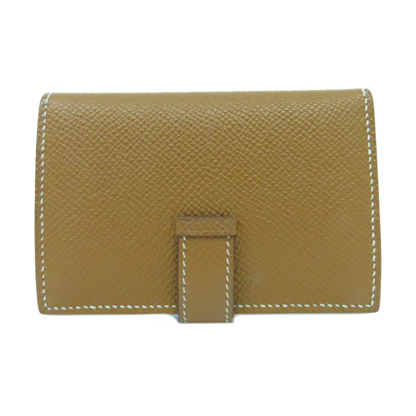 HERMES Veau Epsom皮革Bearn Card Case銀扣卡片套金色/經典駝色