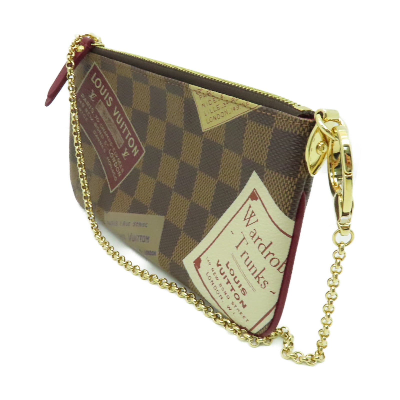 LOUIS VUITTON Damier Chain Pouch金扣鏈帶肩背袋啡色