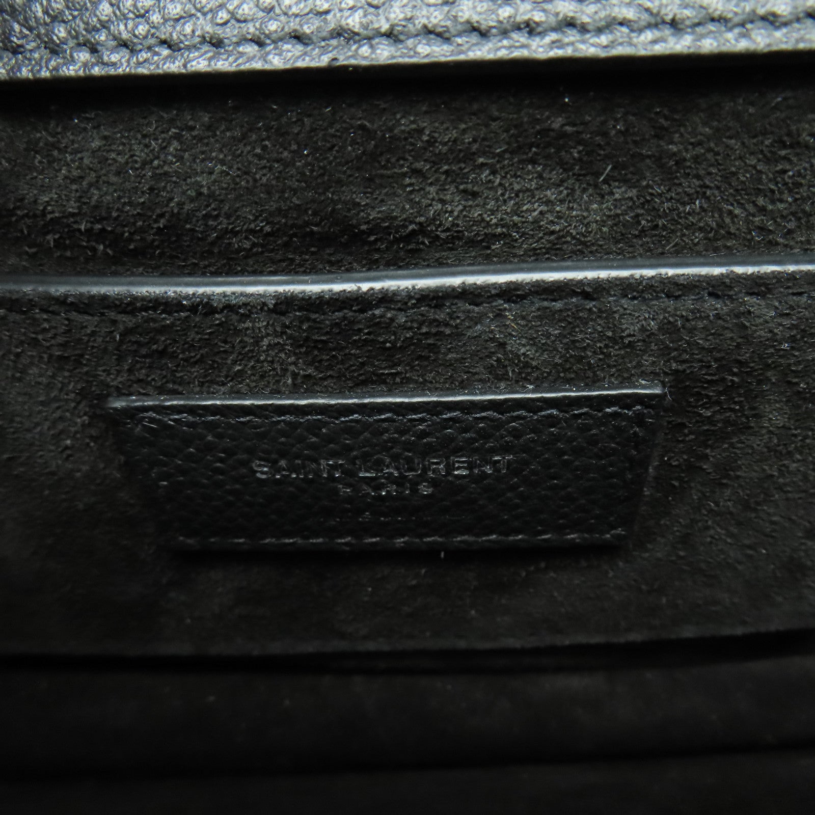 SAINT LAURENT 牛皮皮革Sunset銀扣鏈帶肩背袋黑色