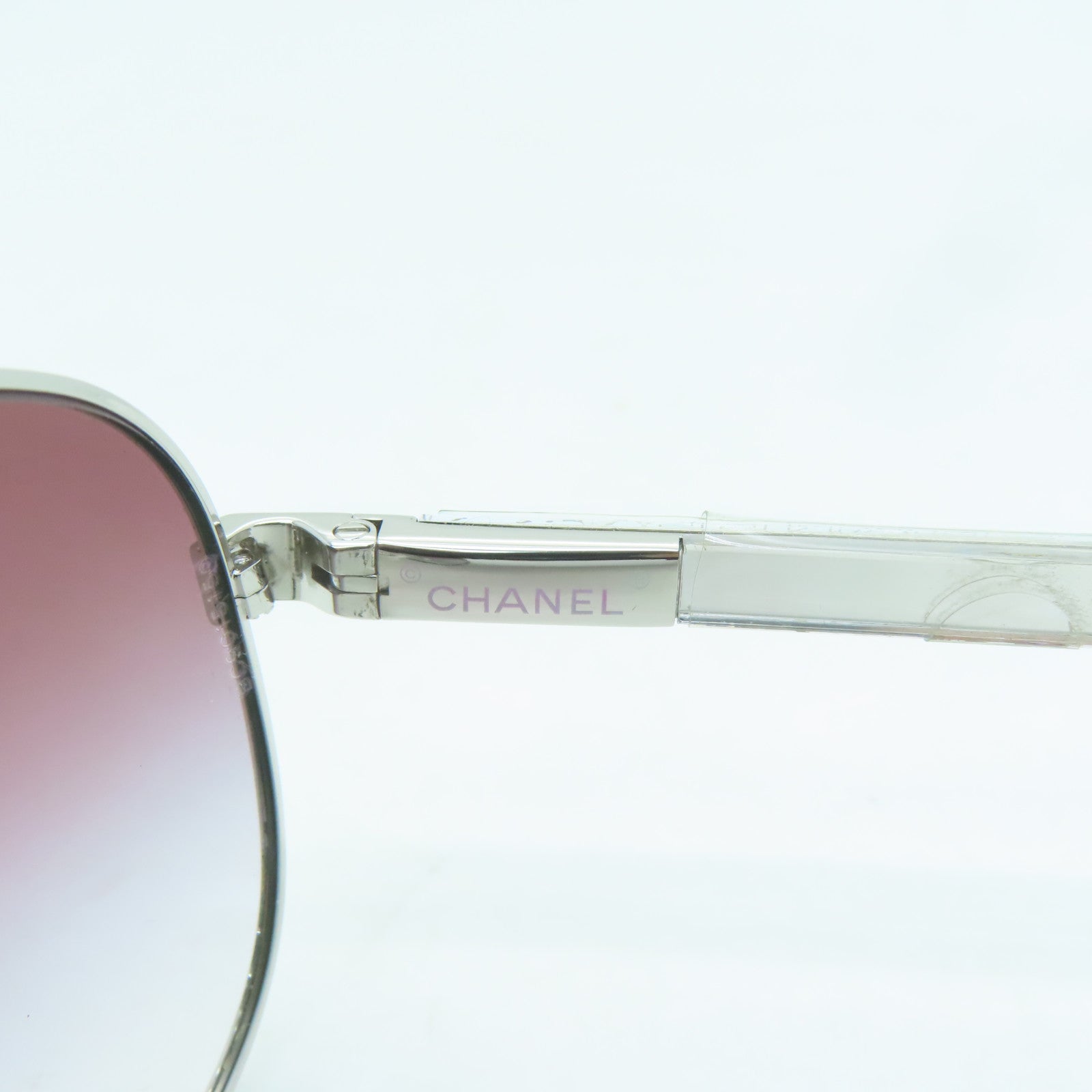 CHANEL 金屬Sunglasses銀扣太陽眼鏡銀色/紫色