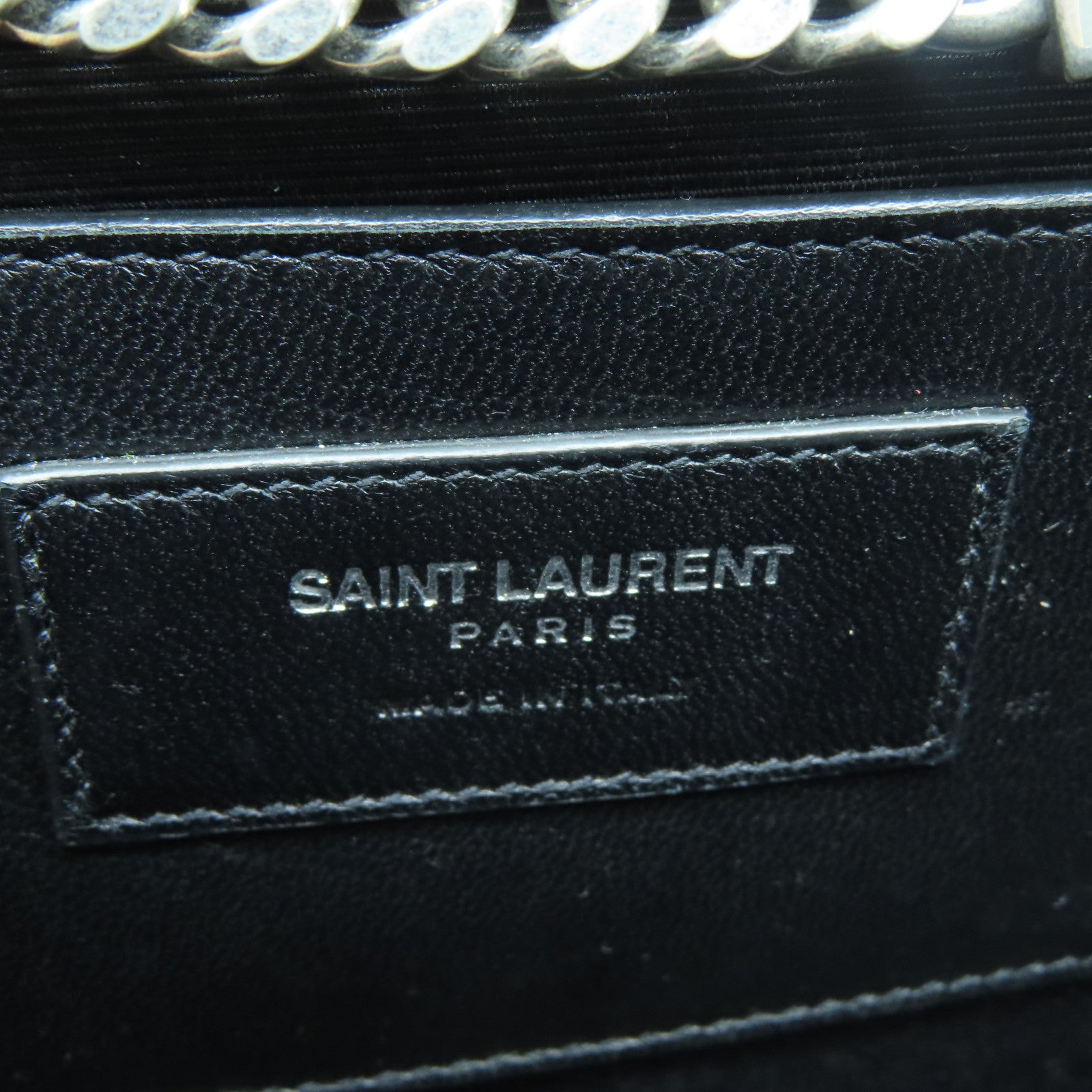SAINT LAURENT 牛皮皮革Chain Shoulder銀扣鏈帶肩背袋黑色
