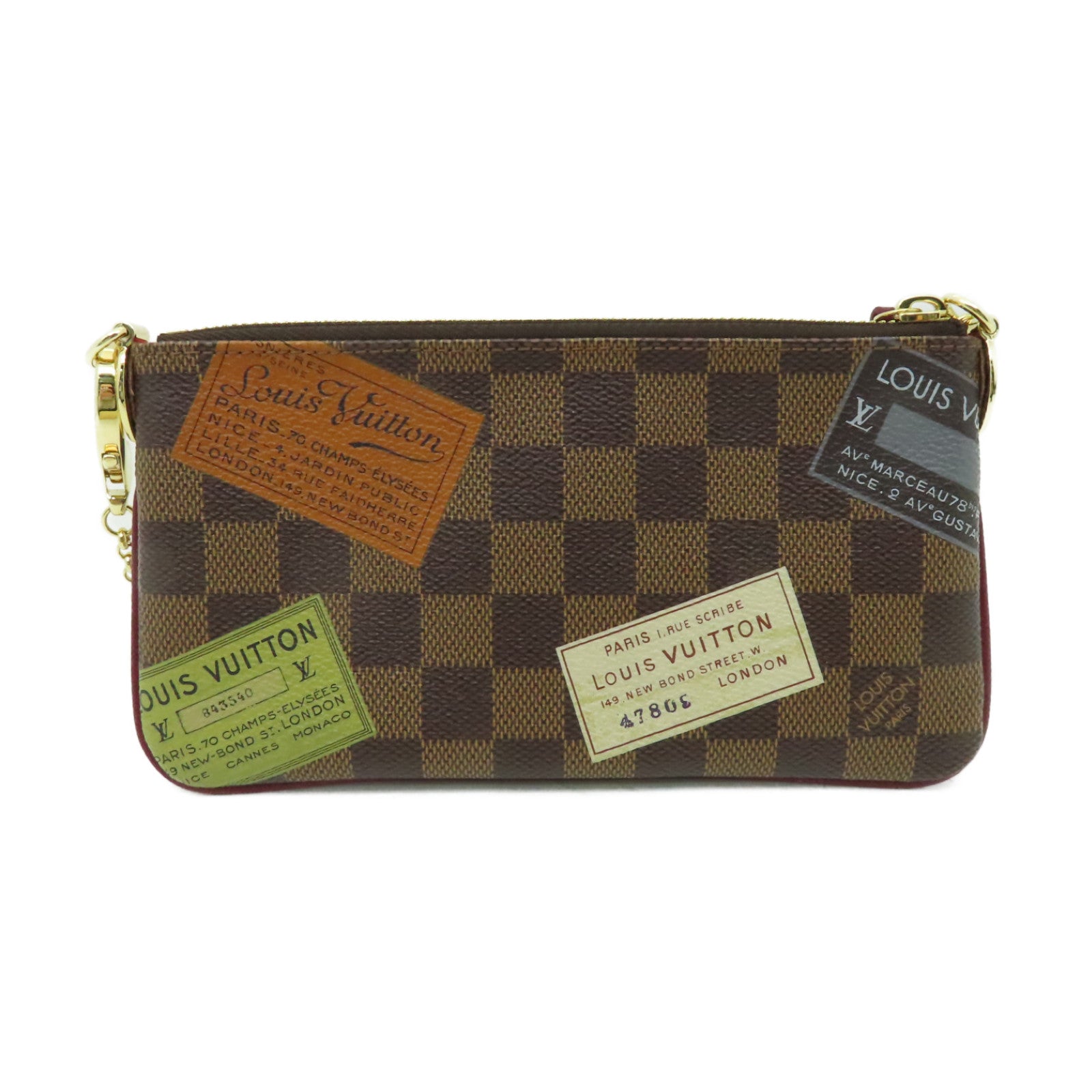 LOUIS VUITTON Damier Chain Pouch金扣鏈帶肩背袋啡色
