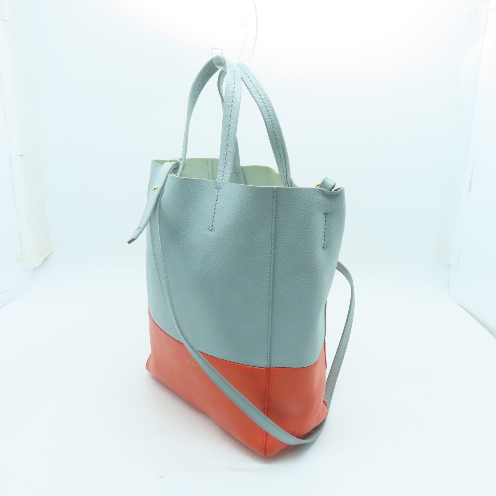 CELINE 【激減優惠】牛皮皮革Small Cabas金扣手挽肩背兩用袋綠色/橙色