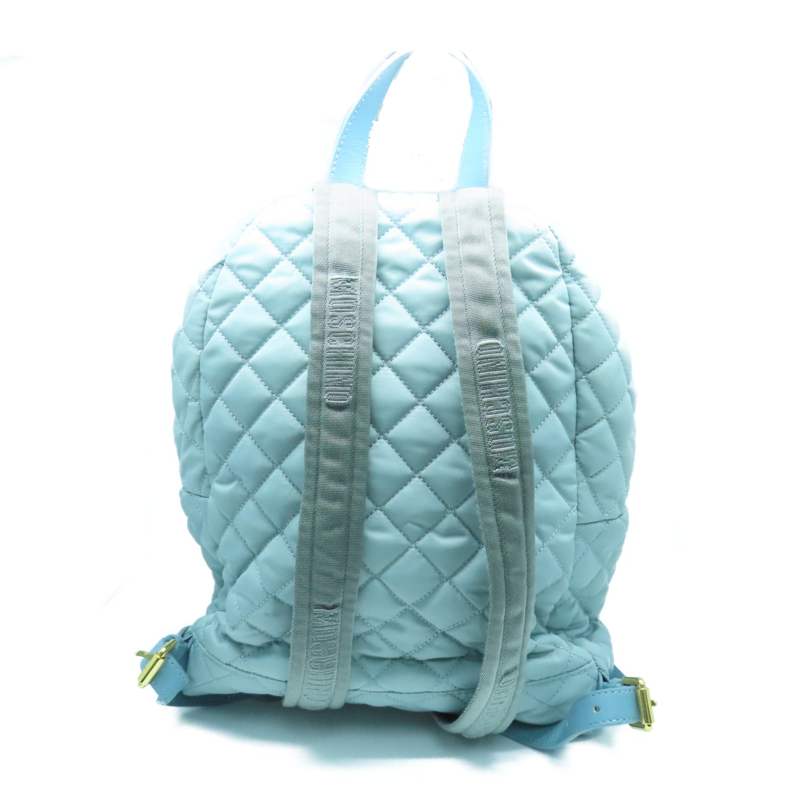 MOSCHINO Rhombus Nylon Backppack Gold Buckle Backpack Pink Blue