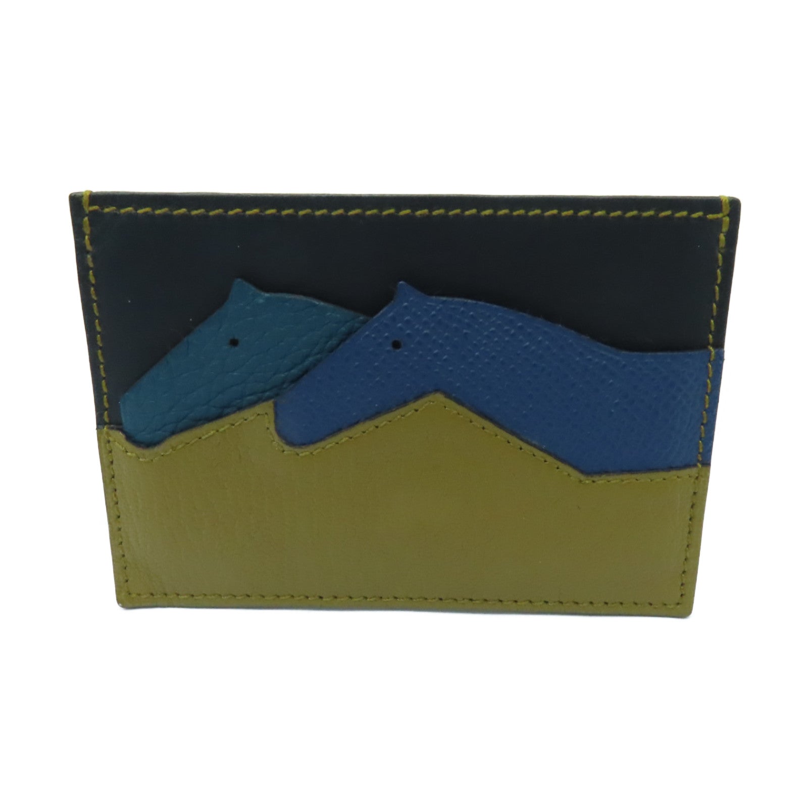 HERMES Epsom皮革Card Case卡片套藍色/啡色