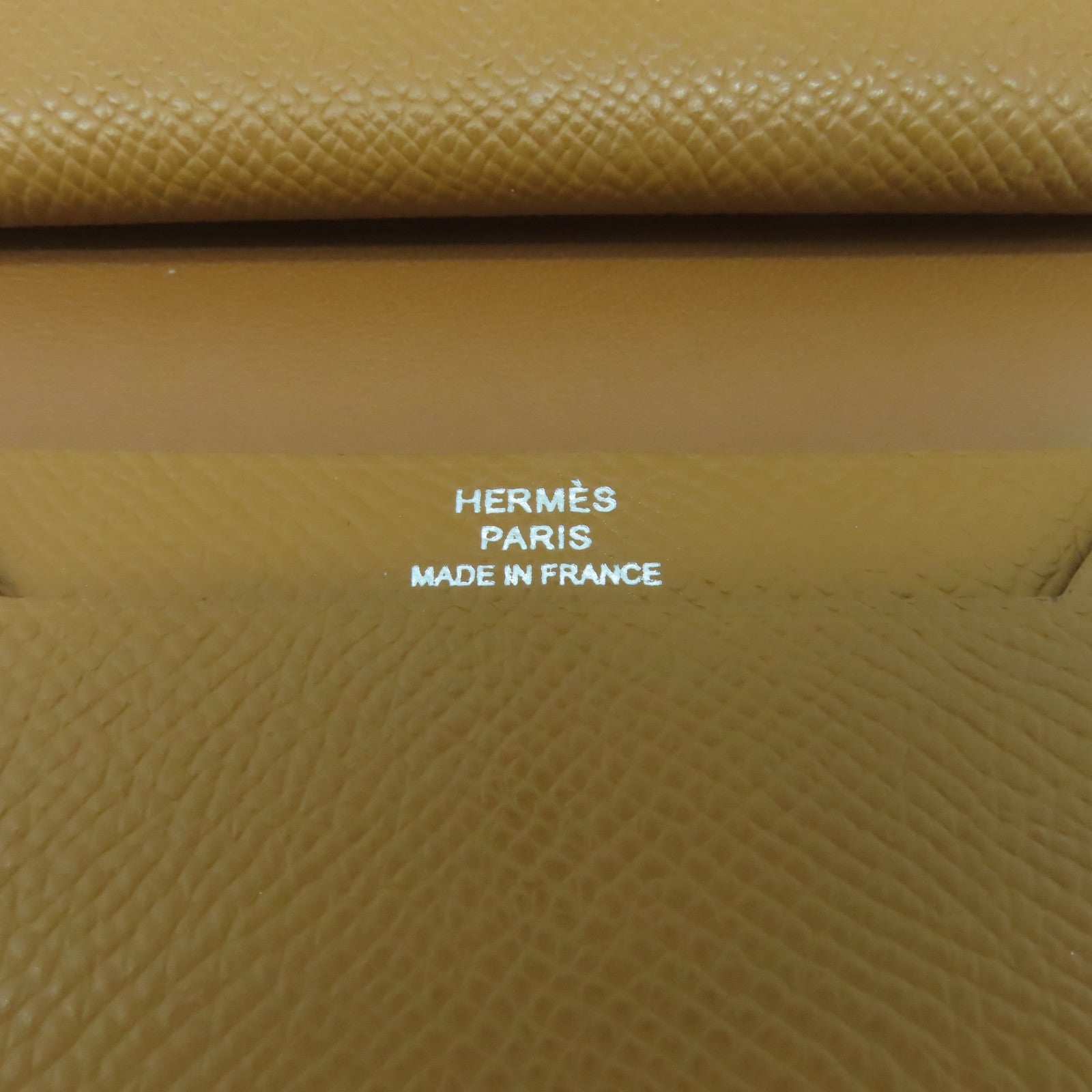 HERMES Veau Epsom皮革Bearn Card Case銀扣卡片套金色/經典駝色