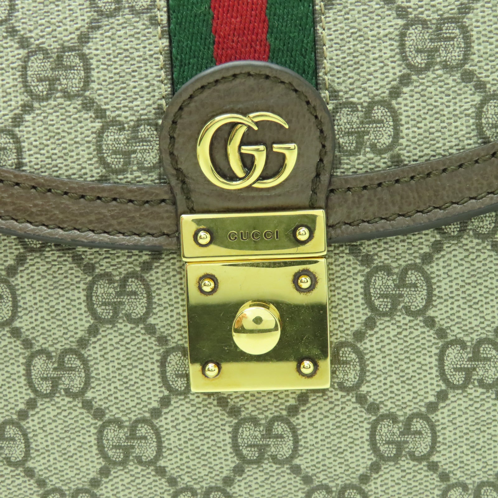 GUCCI 塗層帆布Ophidia金扣手挽肩背兩用袋啡色