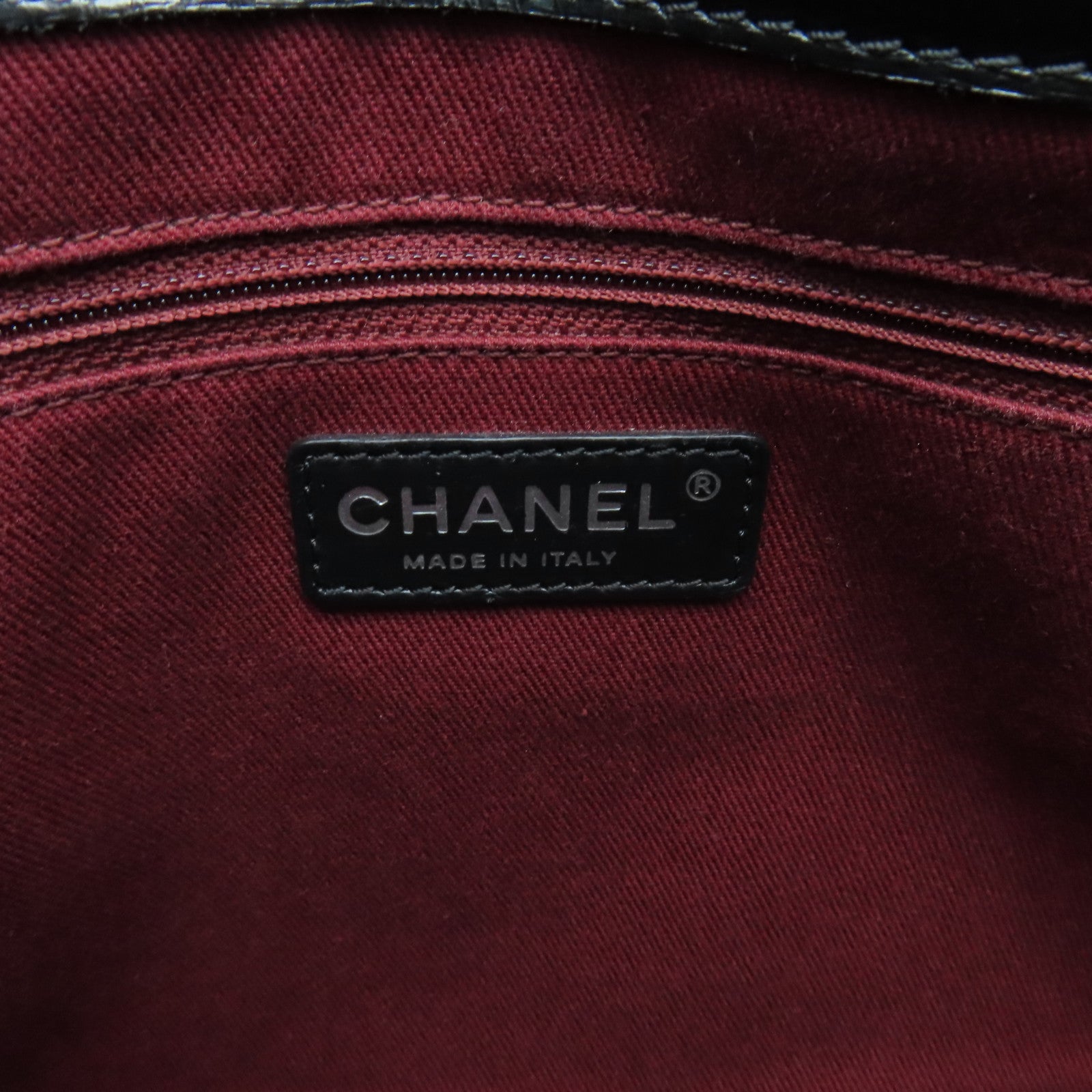 CHANEL 菱格牛皮皮革Shoulder Tote銀扣鏈帶肩背袋黑色