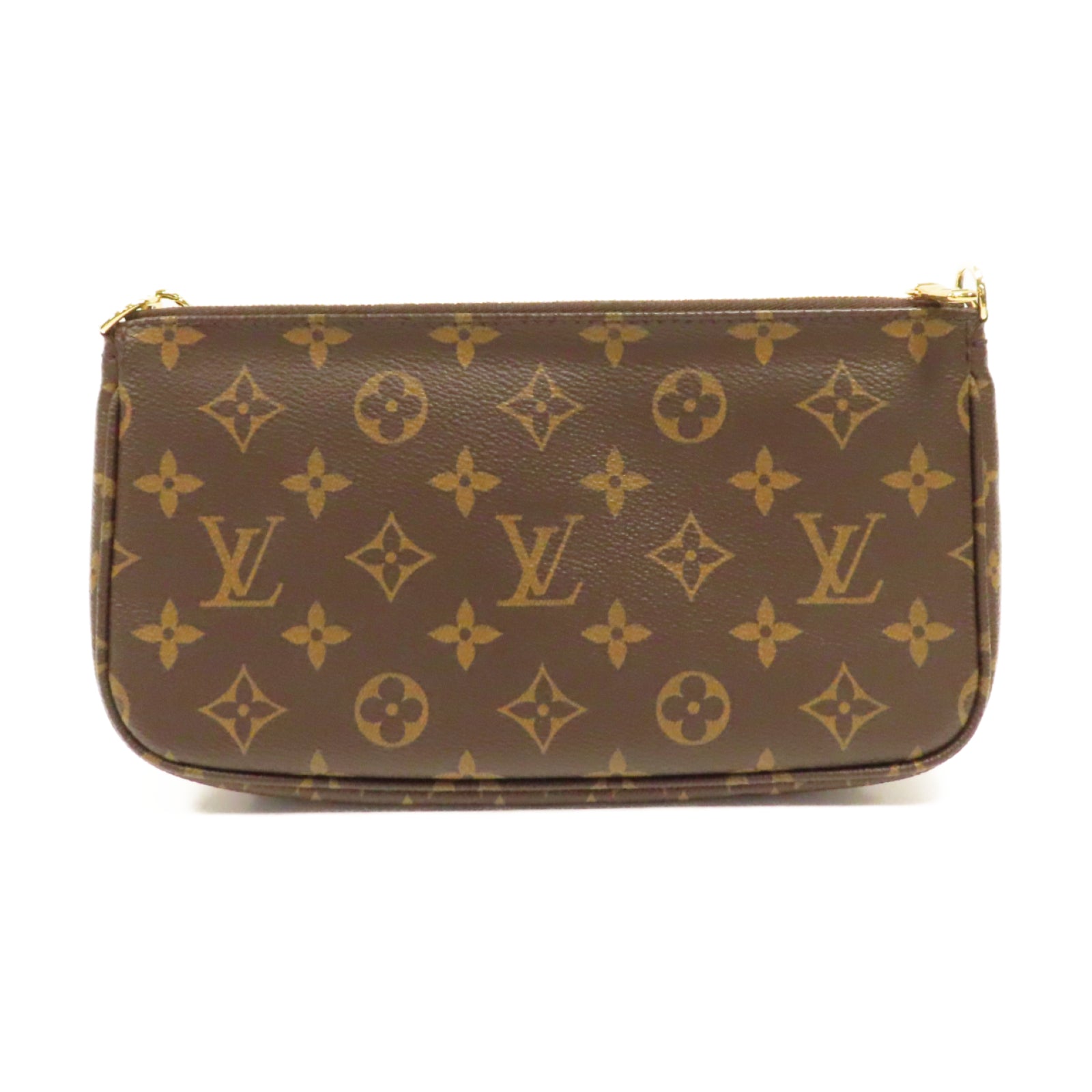 LOUIS VUITTON Monogram Mutti Pochette Accessories金扣鏈帶肩背袋啡色