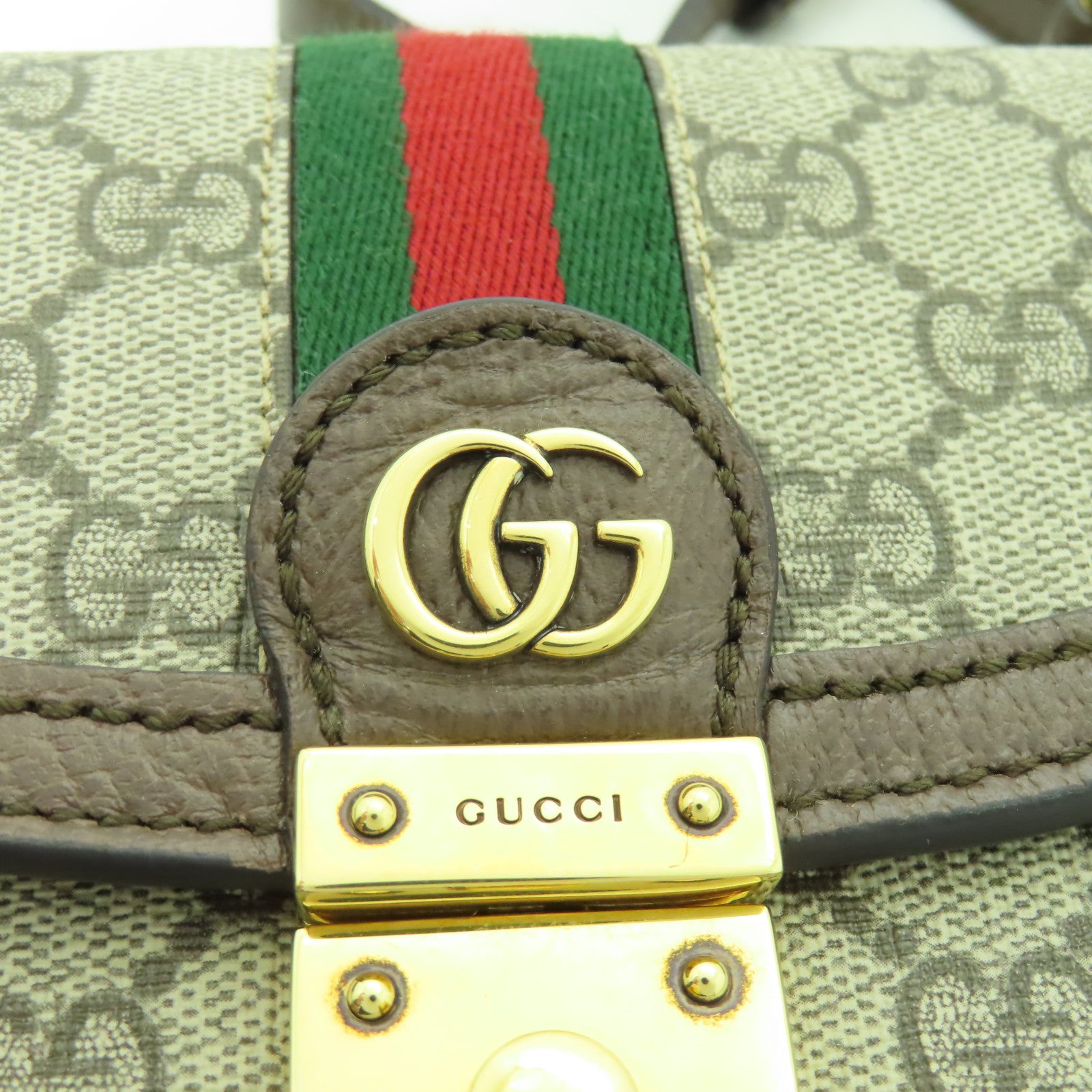 GUCCI 塗層帆布Ophidia金扣手挽肩背兩用袋啡色