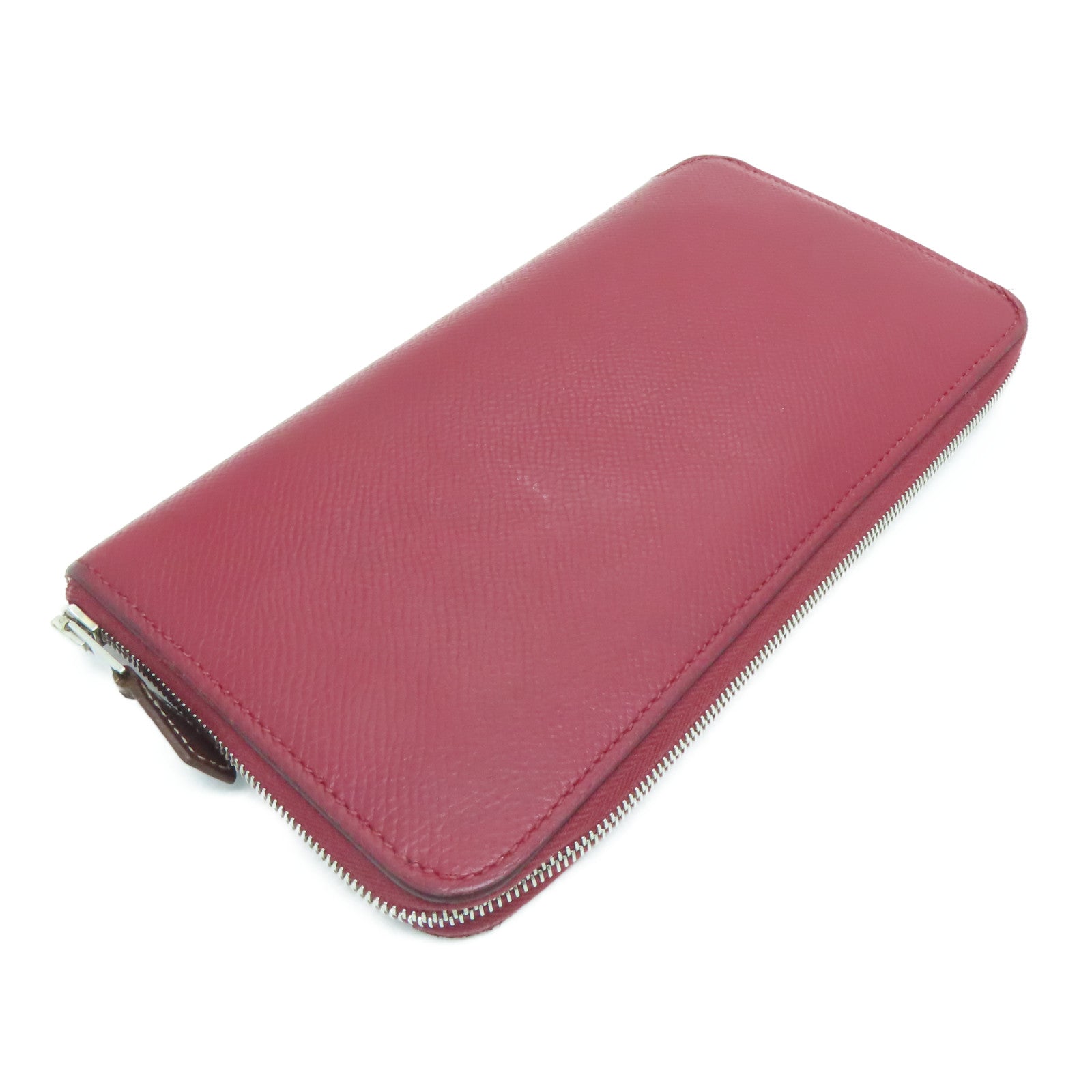 HERMES Epsom皮革Silk In Long Wallet銀扣長錢包紅色