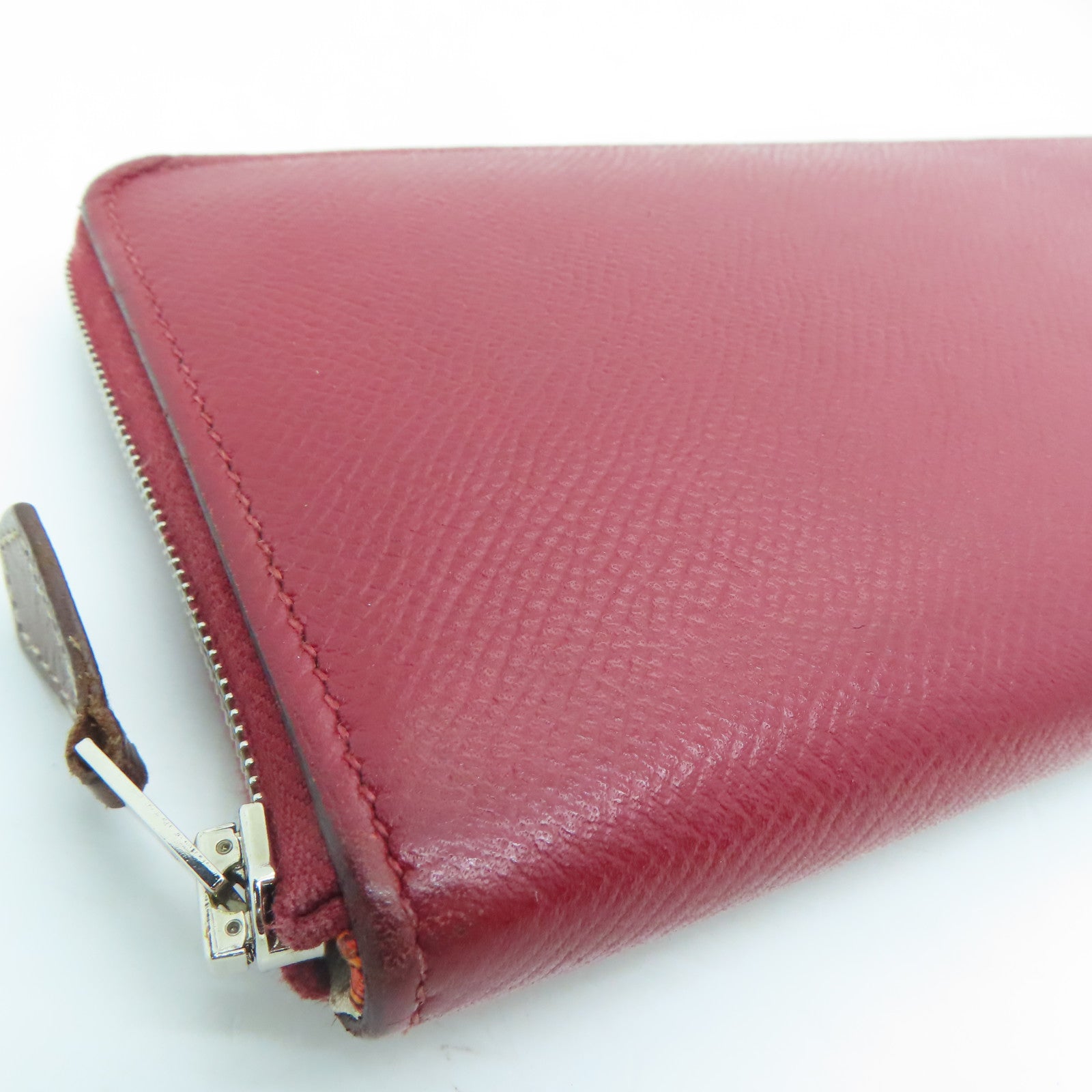 HERMES Epsom皮革Silk In Long Wallet銀扣長錢包紅色
