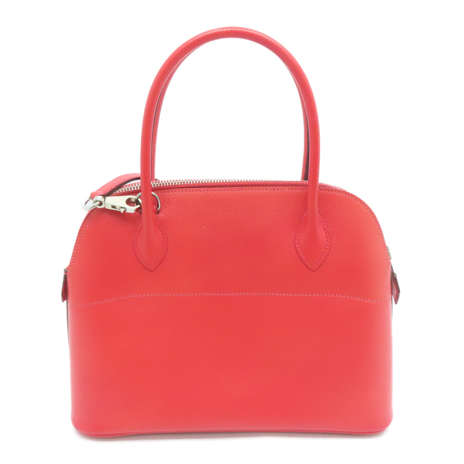 HERMES Epsom Leather Bolide 27 Silver Buckle Handle Shoulder Backpack Rose Jaipur/Red
