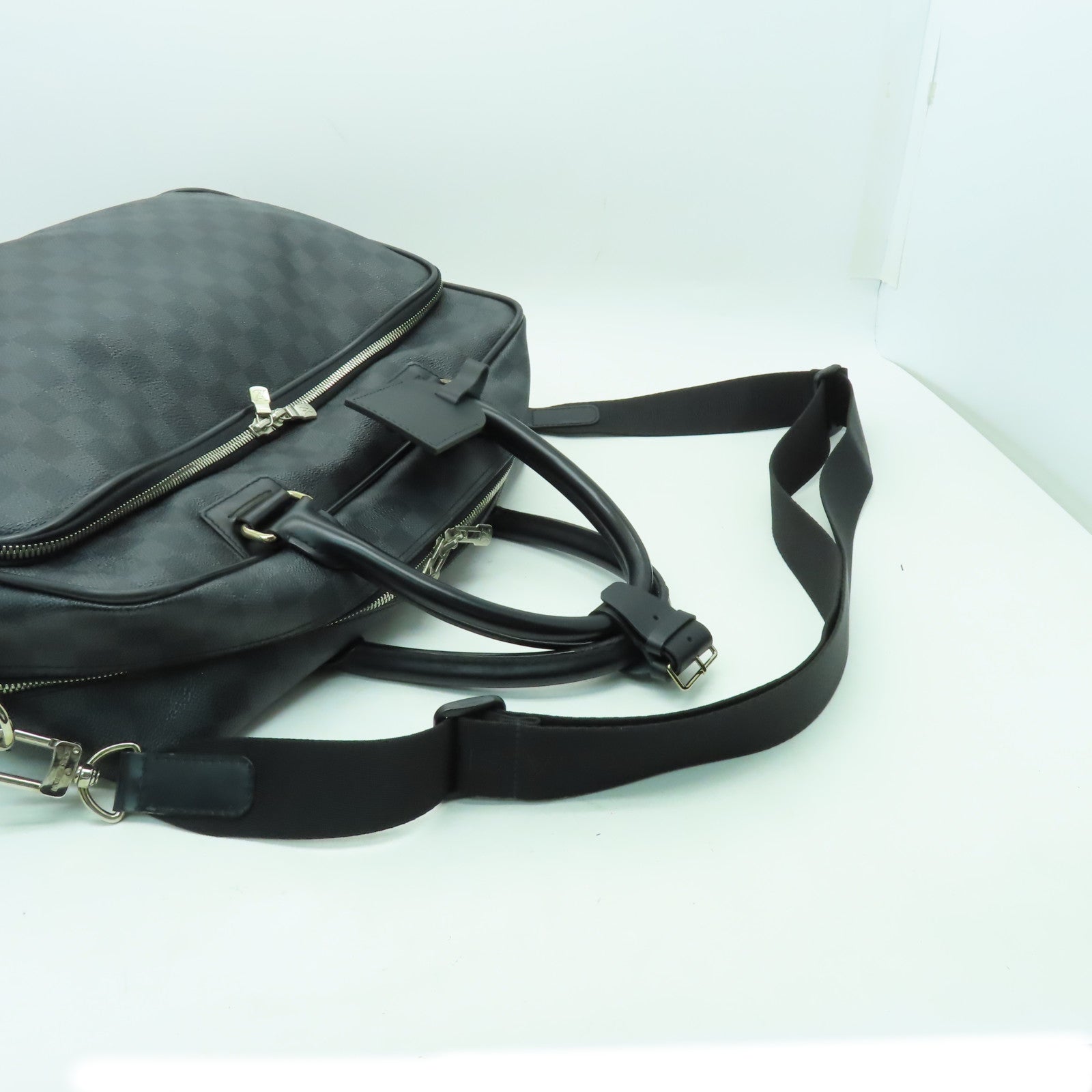 LOUIS VUITTON Damier Graphite Icare银扣公事包/手挽肩背两用袋黑色