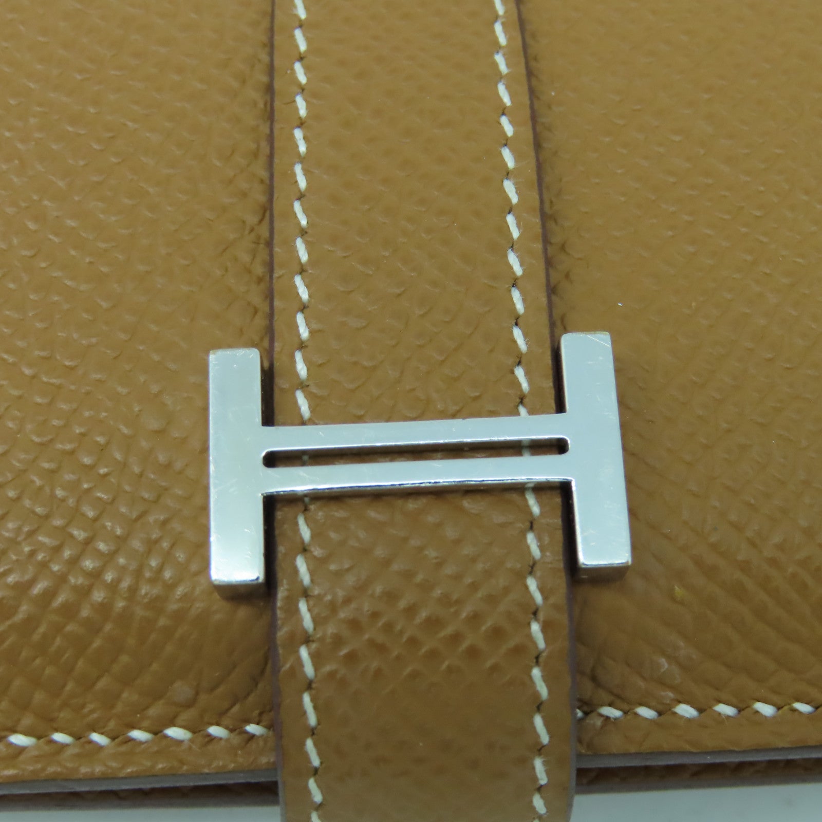 HERMES Veau Epsom皮革Bearn Card Case銀扣卡片套金色/經典駝色