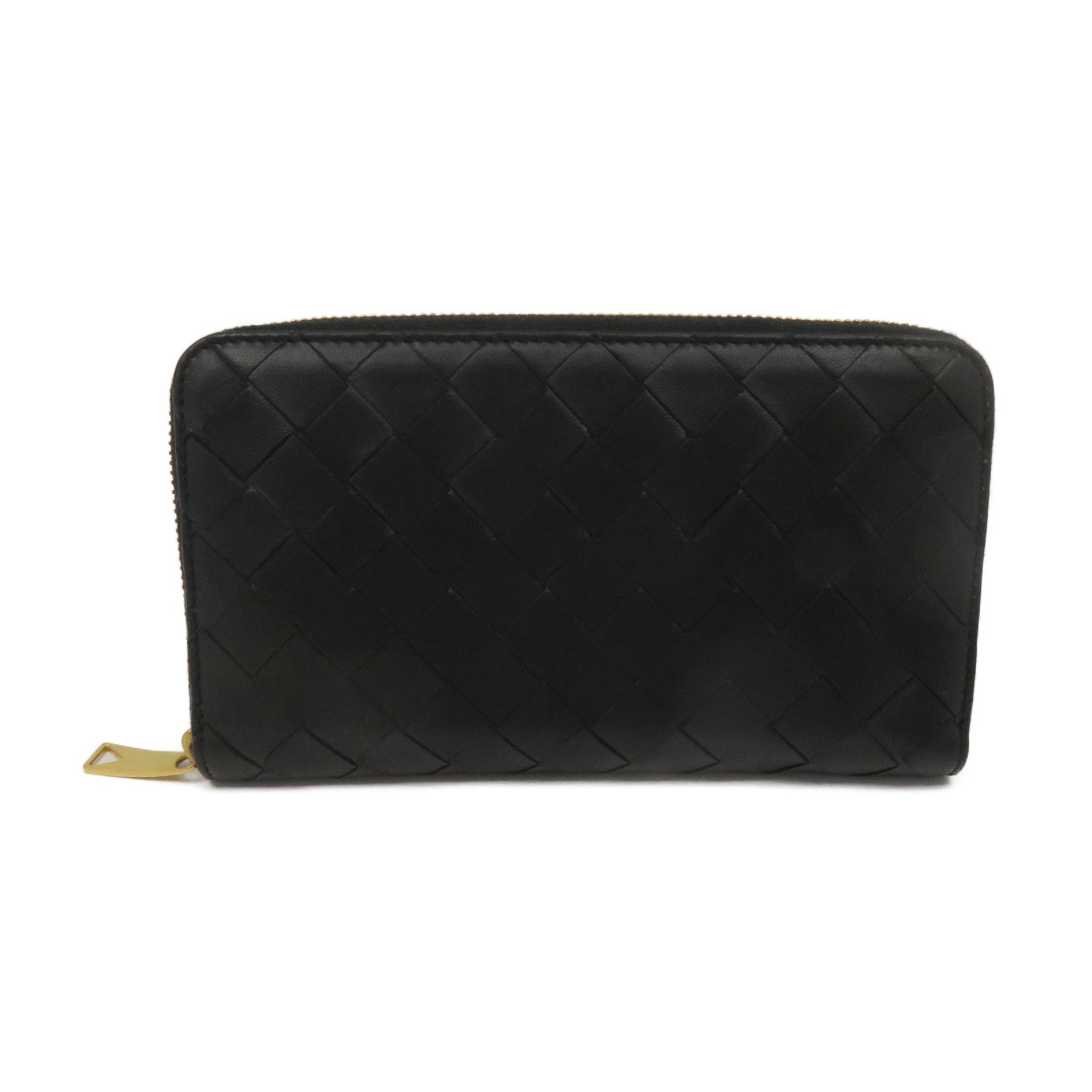 BOTTEGA VENETA Textured Leather Zipper Long wallet Black