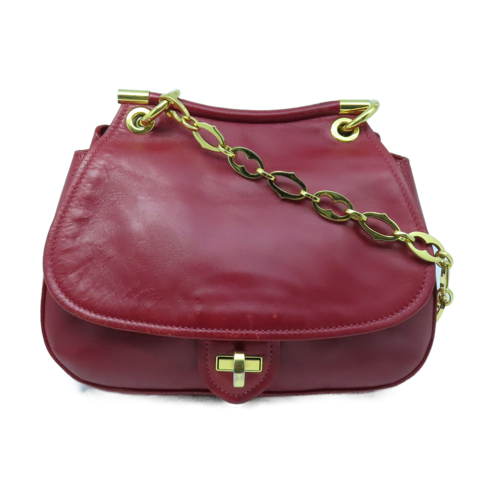 Miu Miu 牛皮皮革Shoulder Bag金扣鏈帶肩背袋紅色