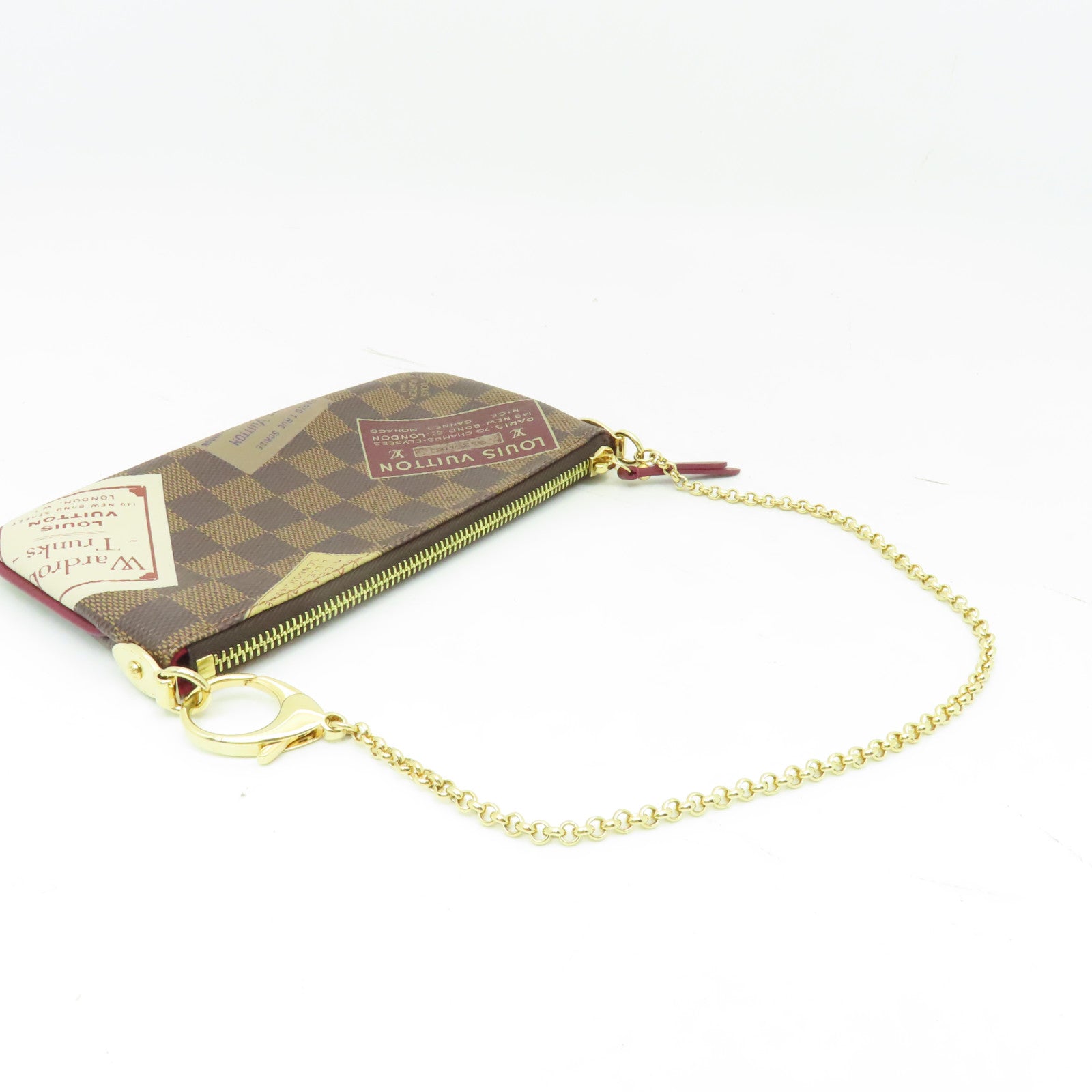 LOUIS VUITTON Damier Chain Pouch金扣鏈帶肩背袋啡色