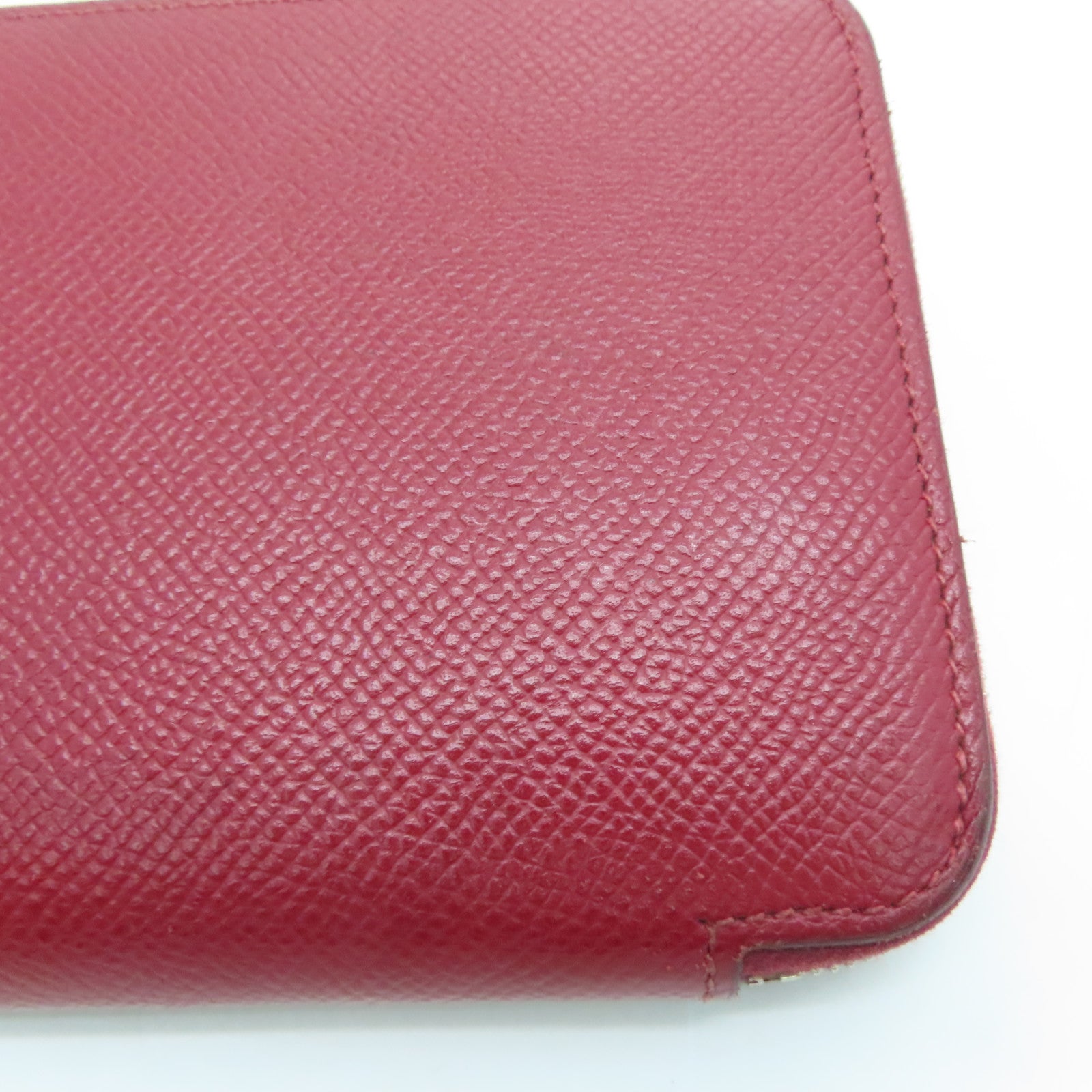 HERMES Epsom皮革Silk In Long Wallet銀扣長錢包紅色