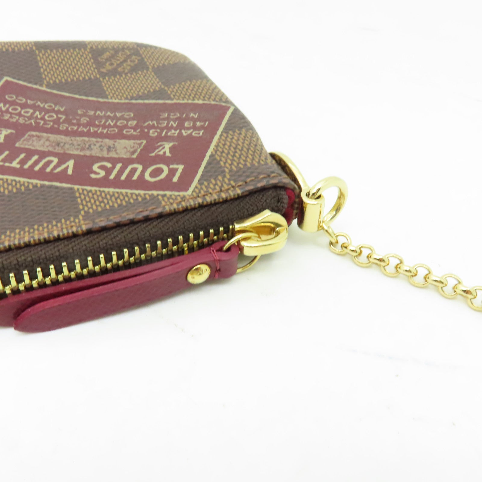 LOUIS VUITTON Damier Chain Pouch金扣鏈帶肩背袋啡色