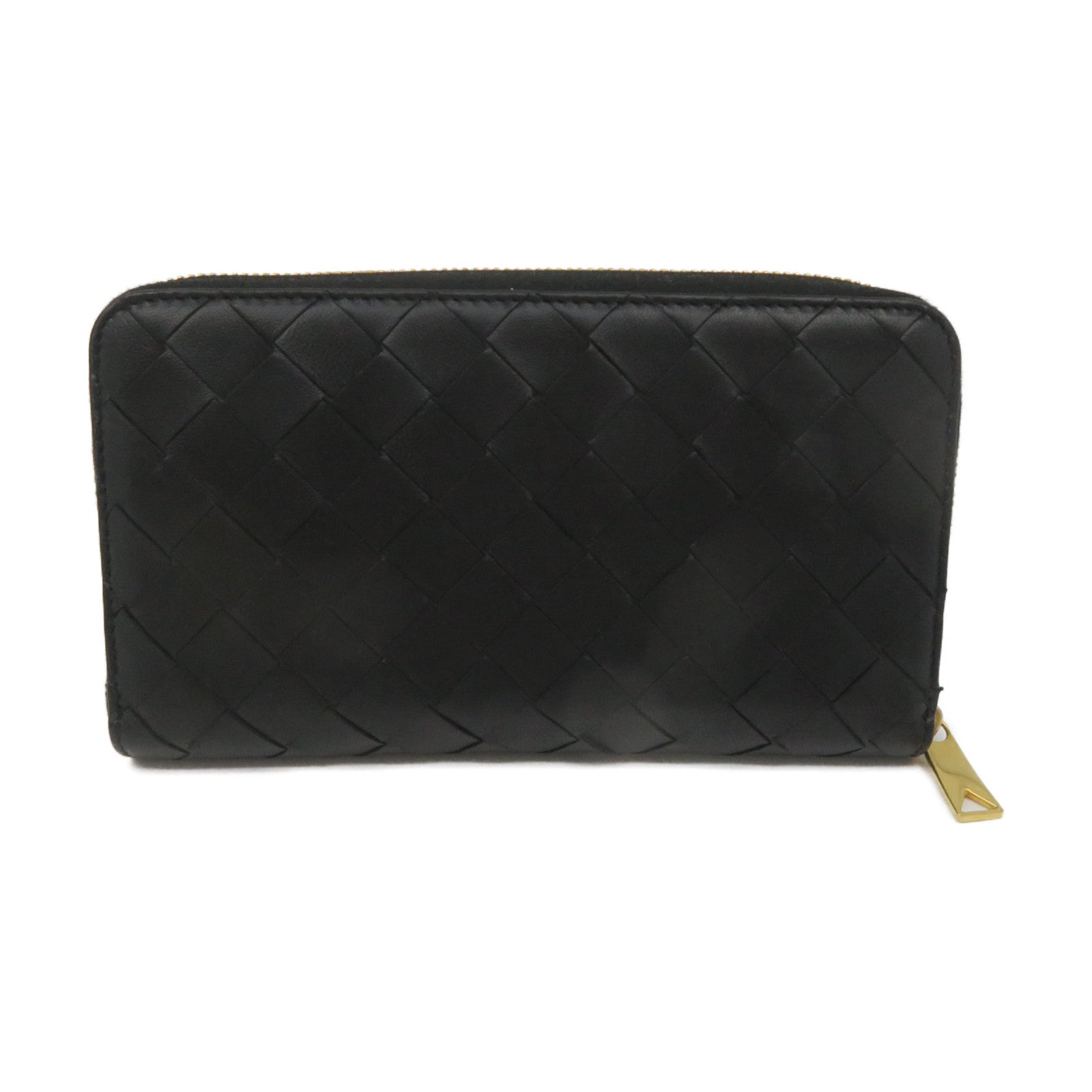 BOTTEGA VENETA Textured Leather Zipper Long wallet Black