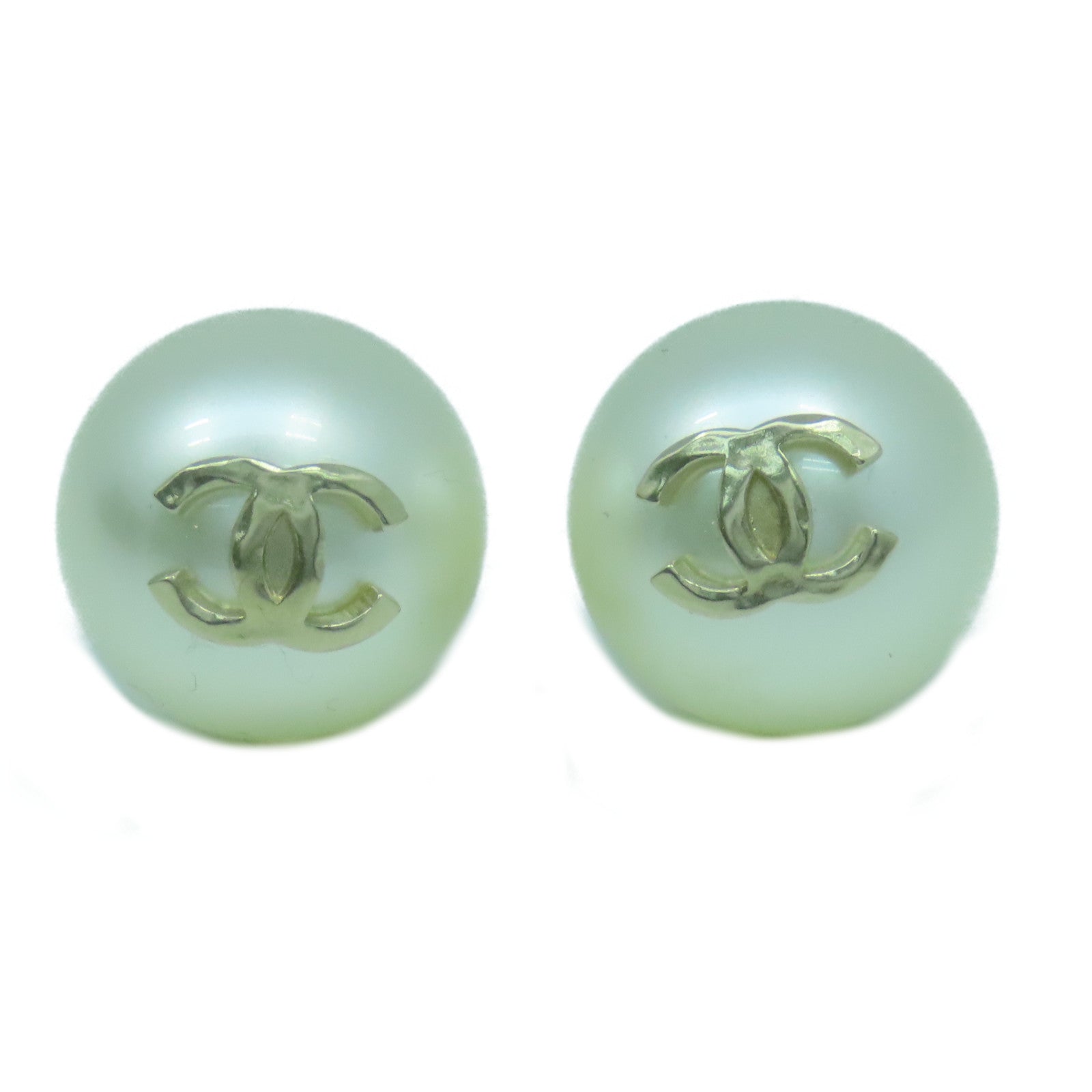 CHANEL 金屬/PVC Earrings耳環白色/金色