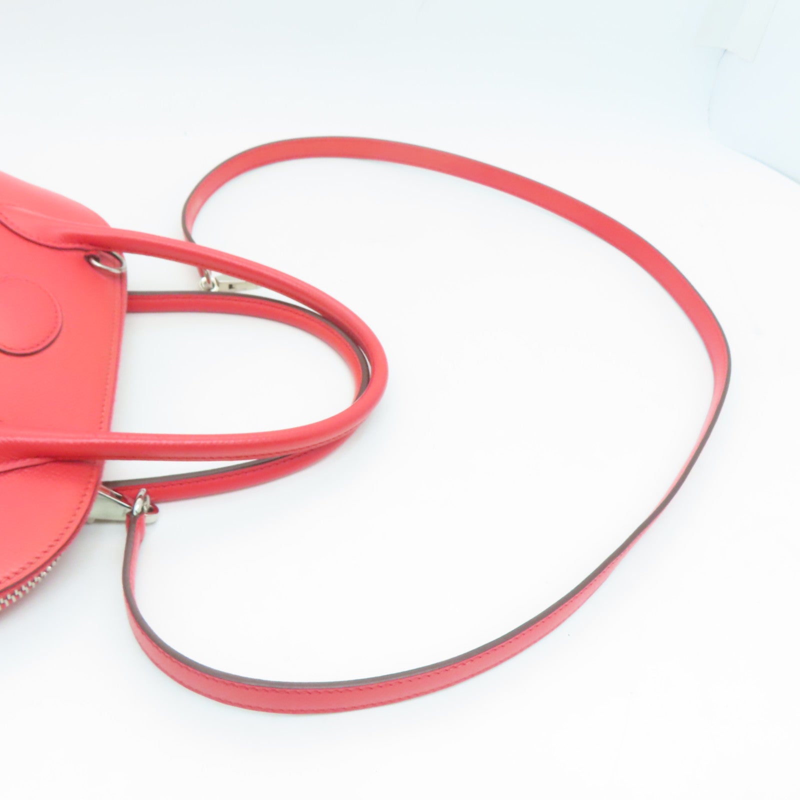 HERMES Epsom Leather Bolide 27 Silver Buckle Handle Shoulder Backpack Rose Jaipur/Red