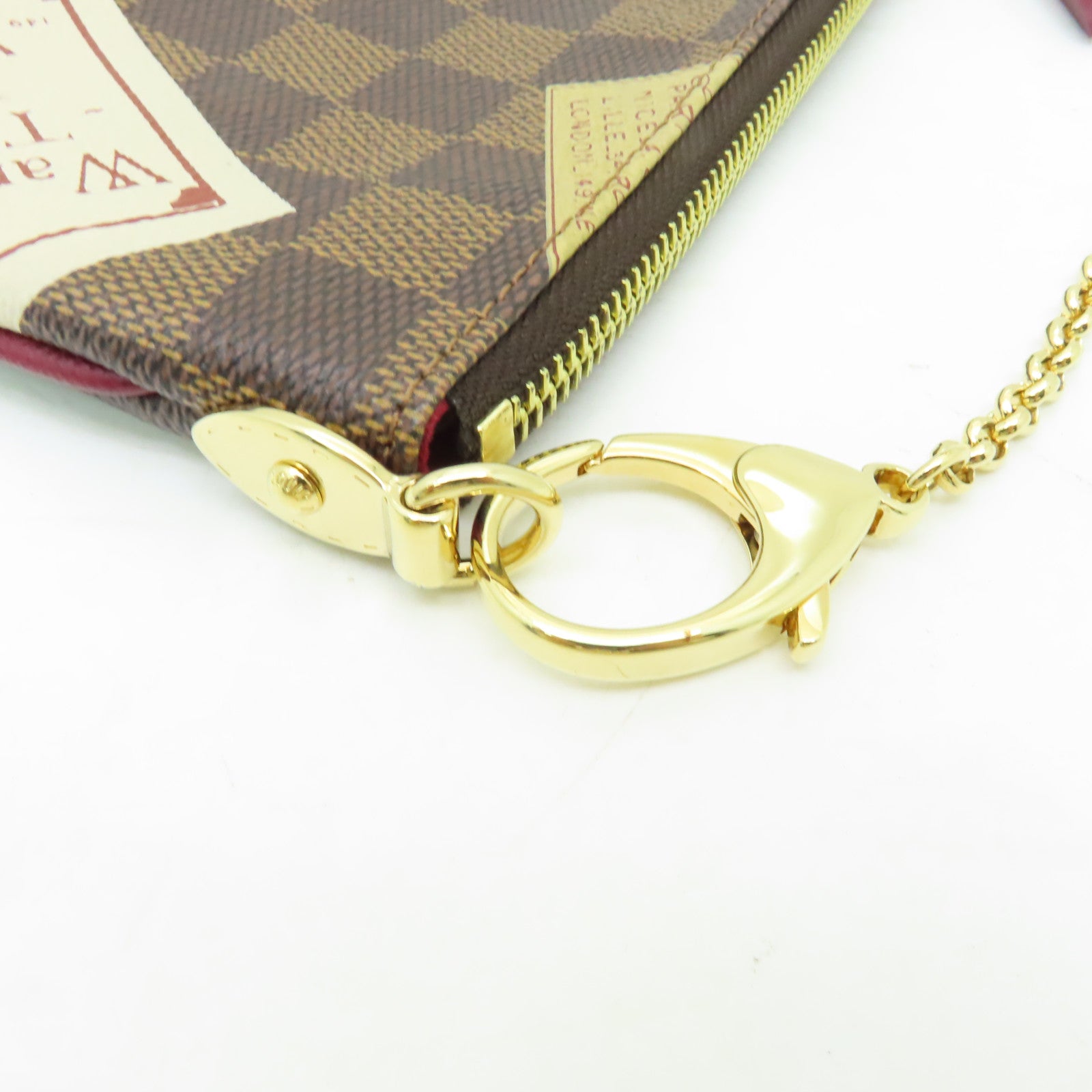 LOUIS VUITTON Damier Chain Pouch金扣鏈帶肩背袋啡色