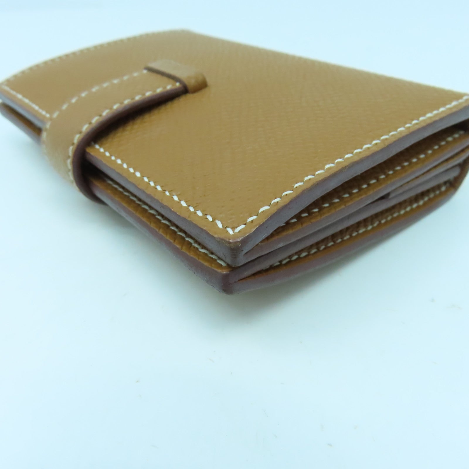 HERMES Veau Epsom皮革Bearn Card Case銀扣卡片套金色/經典駝色