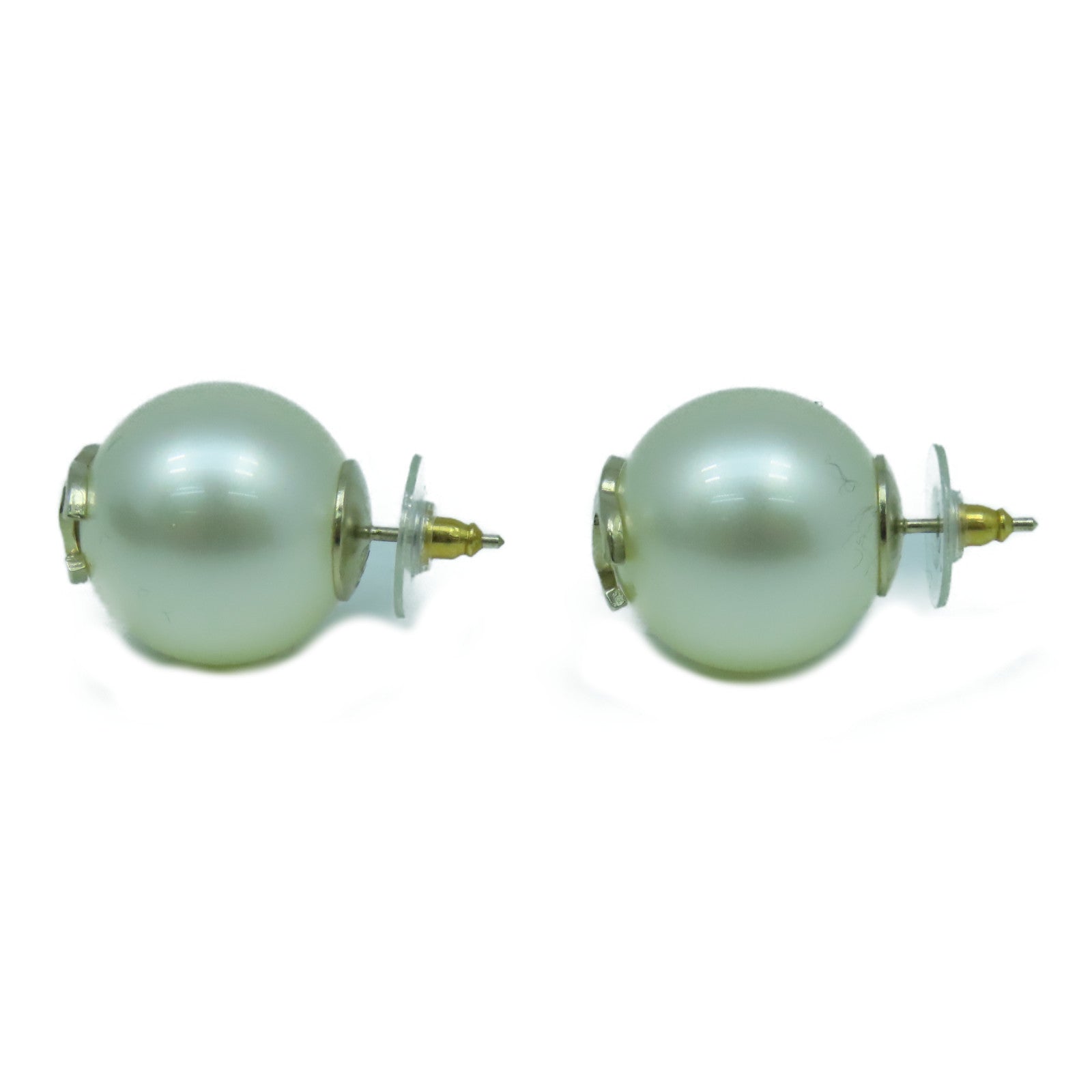 CHANEL 金屬/PVC Earrings耳環白色/金色
