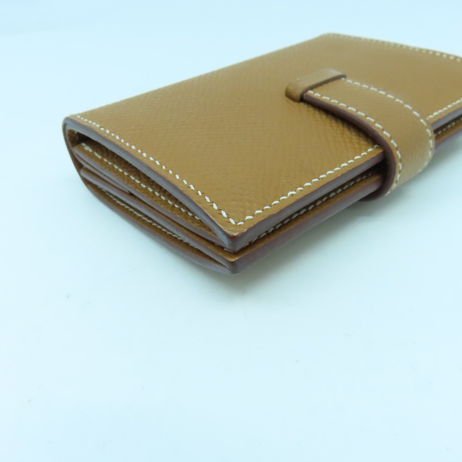 HERMES Veau Epsom皮革Bearn Card Case銀扣卡片套金色/經典駝色