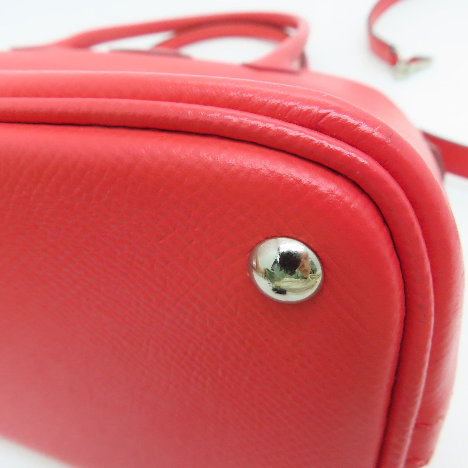 HERMES Epsom Leather Bolide 27 Silver Buckle Handle Shoulder Backpack Rose Jaipur/Red