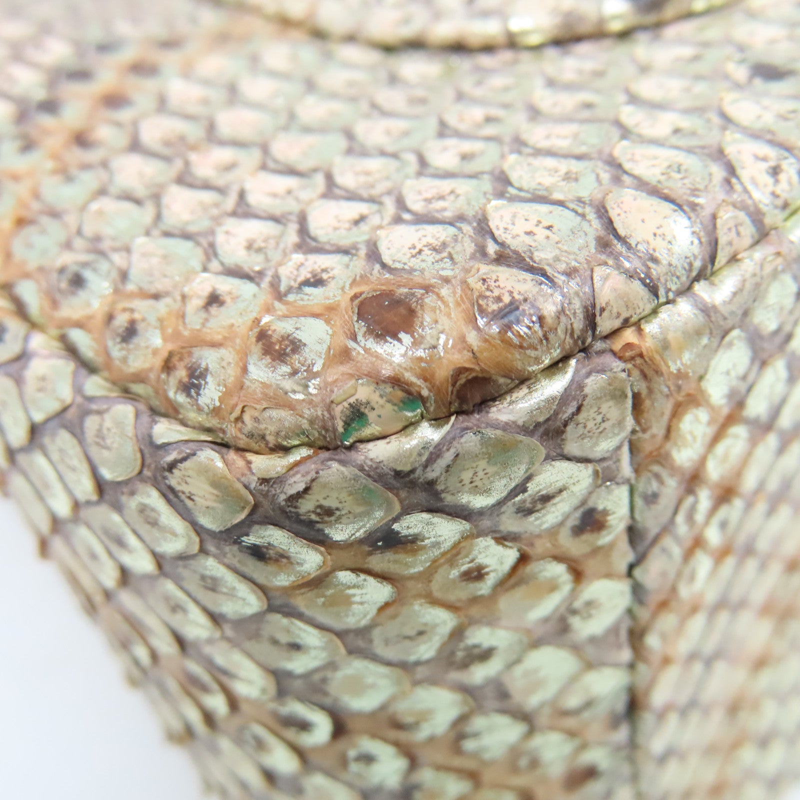 CHANEL 蛇皮皮革Chain Shoulder Bag金扣鏈帶肩背袋杏色