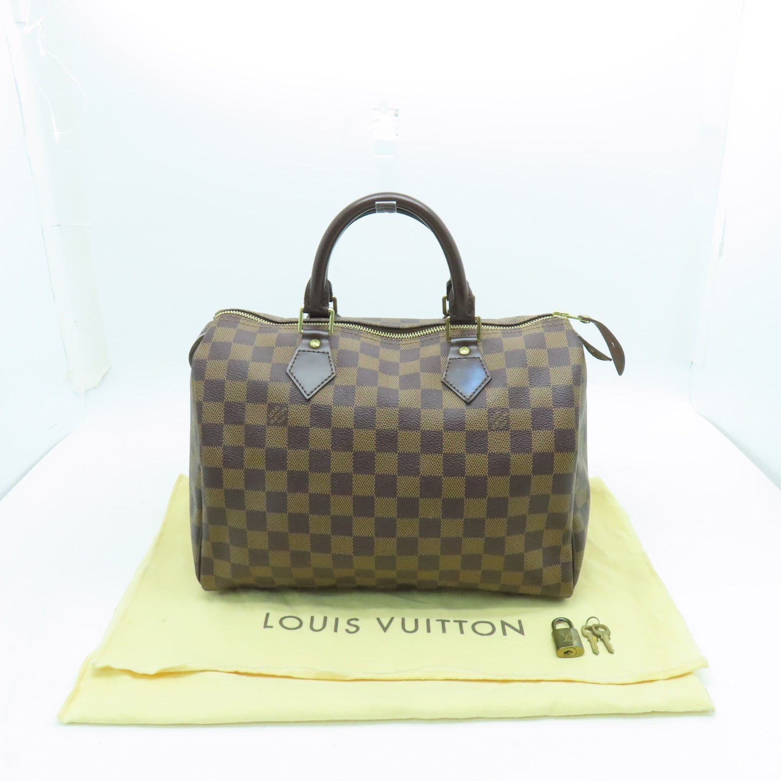 LOUIS VUITTON Damier Speedy 30金扣手挽袋啡色