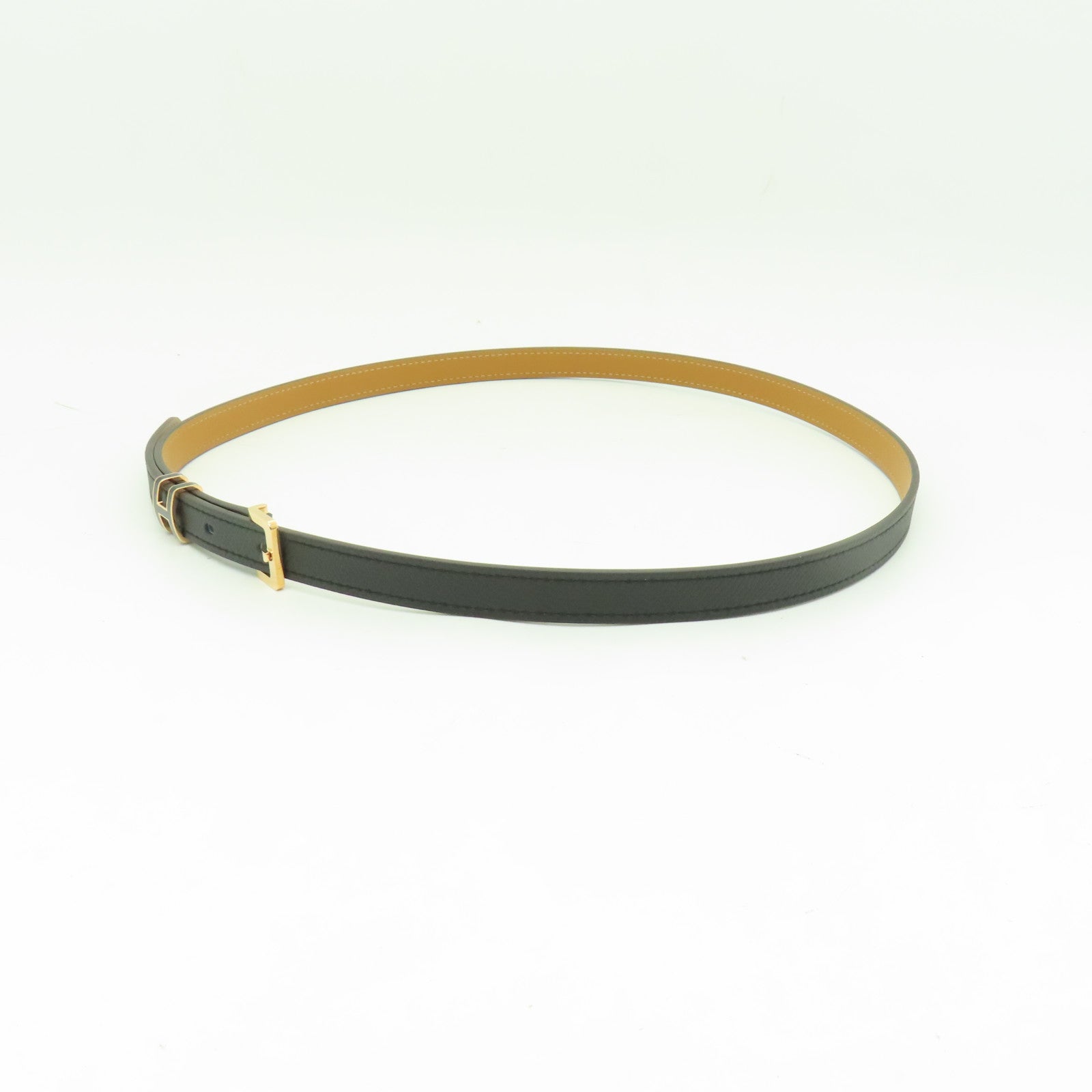HERMES Epsom皮革Pop H Belt 85cm金扣腰帶黑色