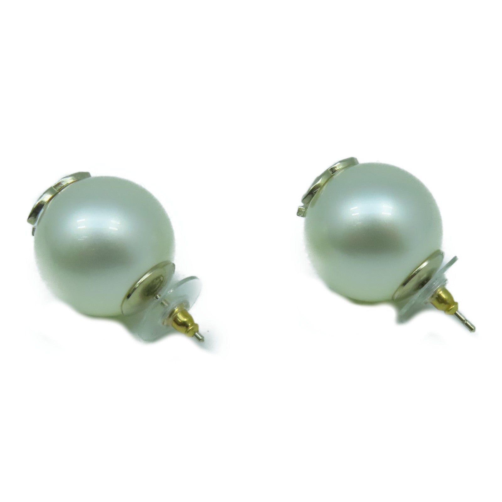CHANEL 金屬/PVC Earrings耳環白色/金色