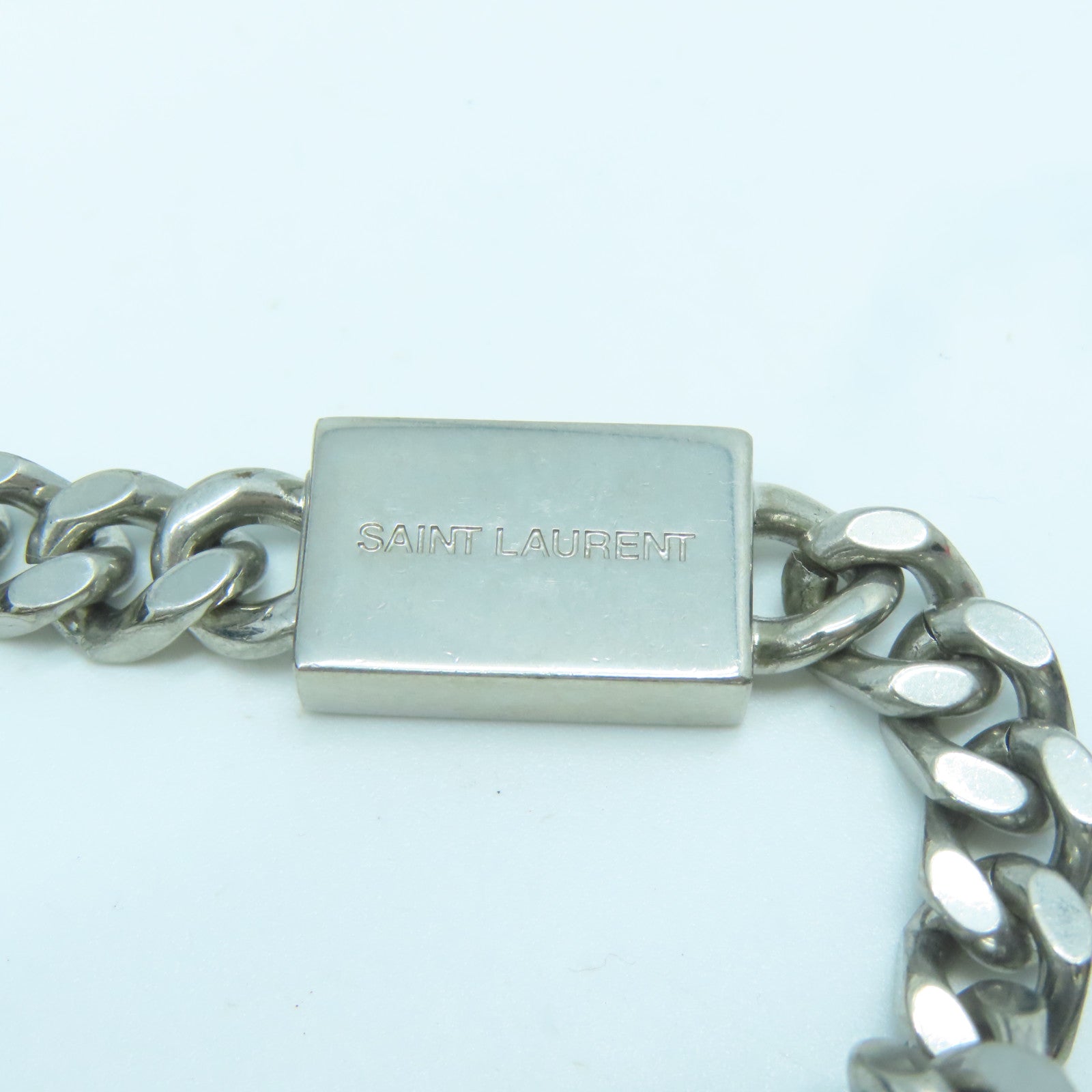 SAINT LAURENT 牛皮皮革Chain Shoulder銀扣鏈帶肩背袋黑色