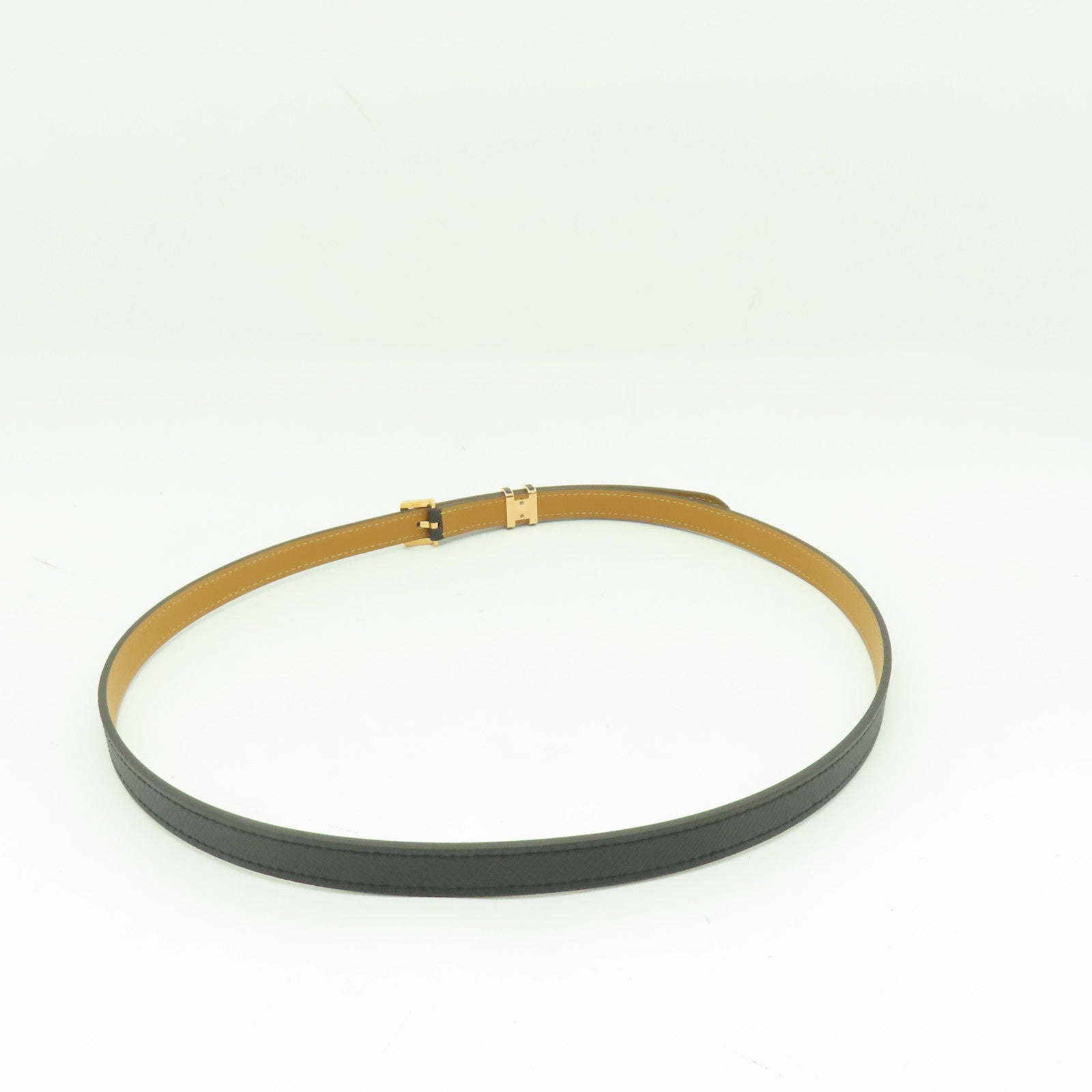 HERMES Epsom皮革Pop H Belt 85cm金扣腰帶黑色