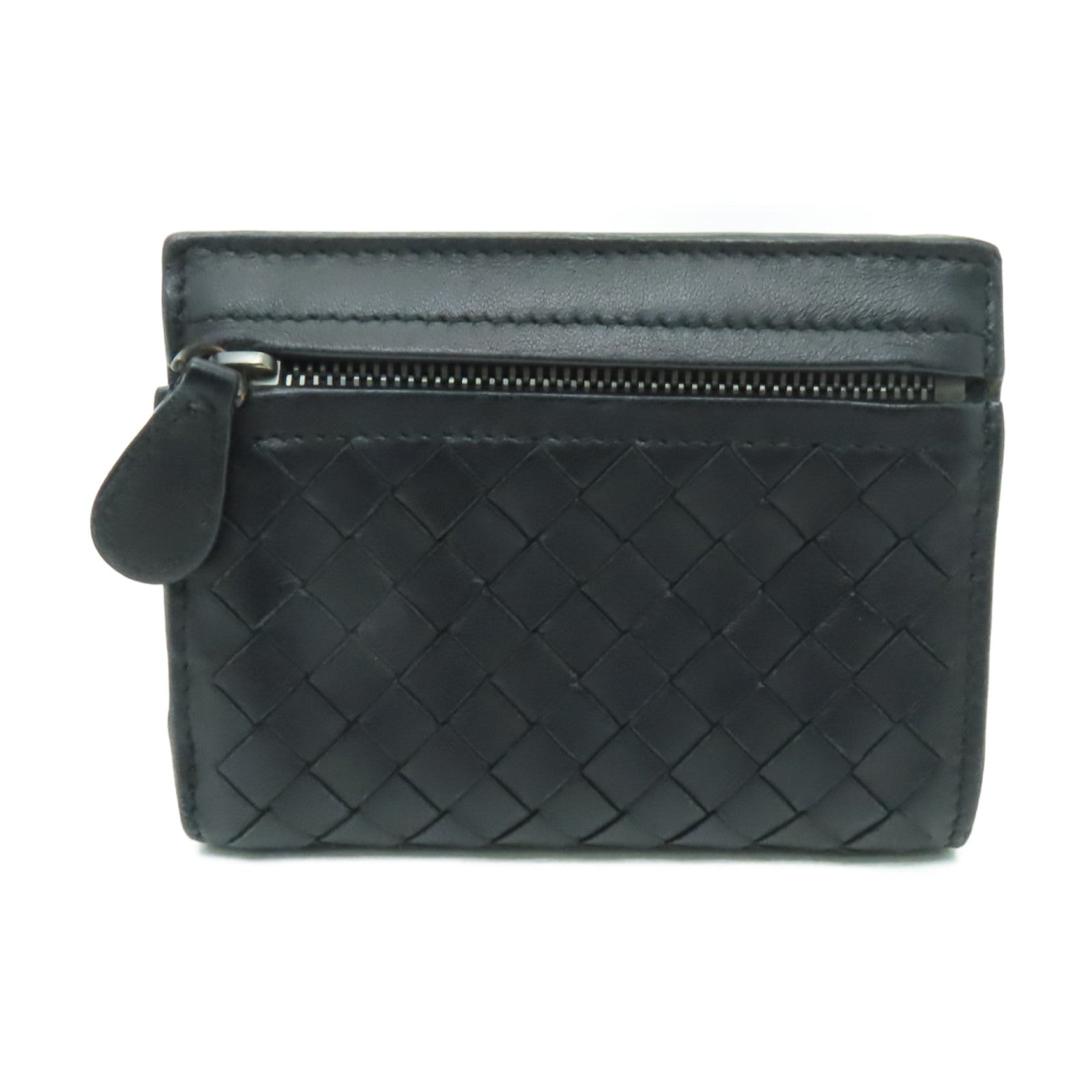 BOTTEGA VENETA 織紋皮革Wallet銀扣錢包黒色