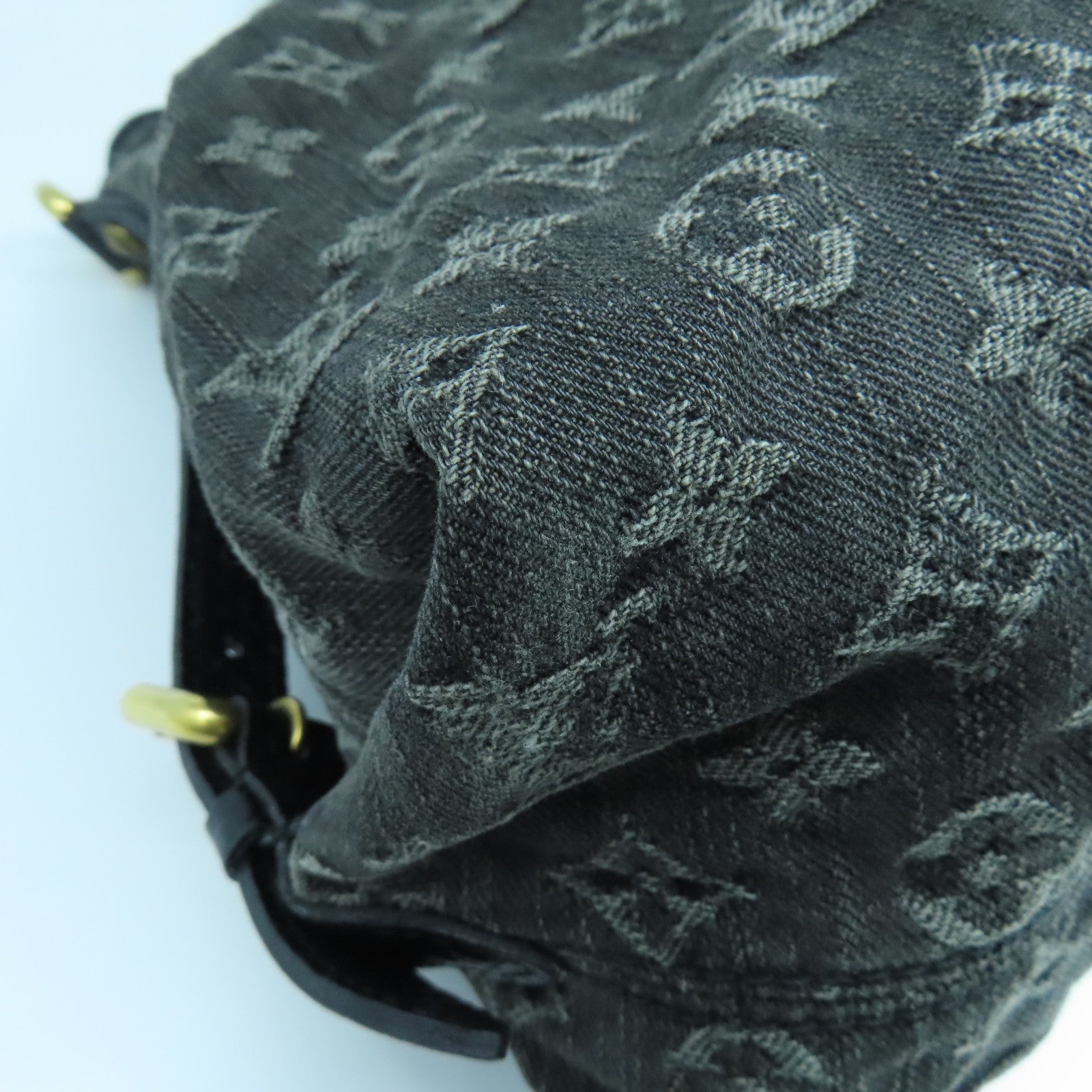 LOUIS VUITTON Monogram Denim Neo Cabby MM金扣手挽肩背兩用袋黑色