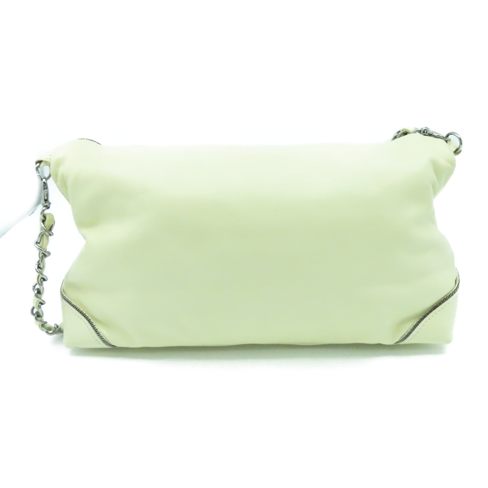 CHANEL 【激減優惠】羊皮皮革2 Way Shoulder Bag銀扣手挽肩背兩用袋米色