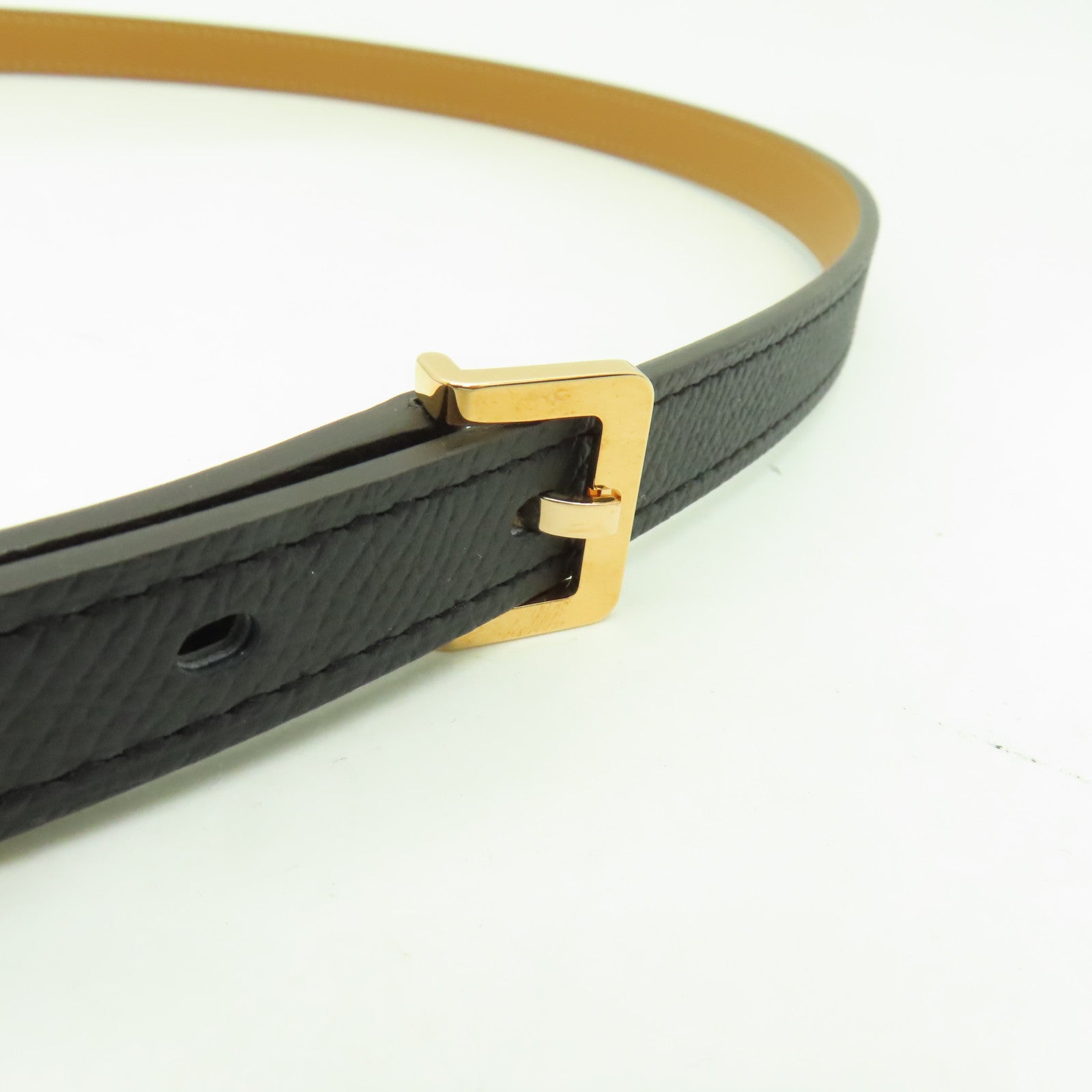 HERMES Epsom皮革Pop H Belt 85cm金扣腰帶黑色